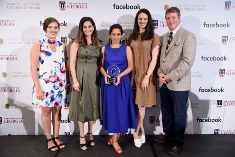 Peabody-Facebook Futures Of Media Awards - Shelby Silverman, Sherine Tadros, Ana Naomi de Sousa, Sarah Nankivell and Peabody Awards Executive Director Jeffrey Jones attend the Peabody-Facebook Futures Of Media Awards at Hotel Event on May 19, 2017 in New York City.  (Michael Loccisano/Getty Images for Peabody)