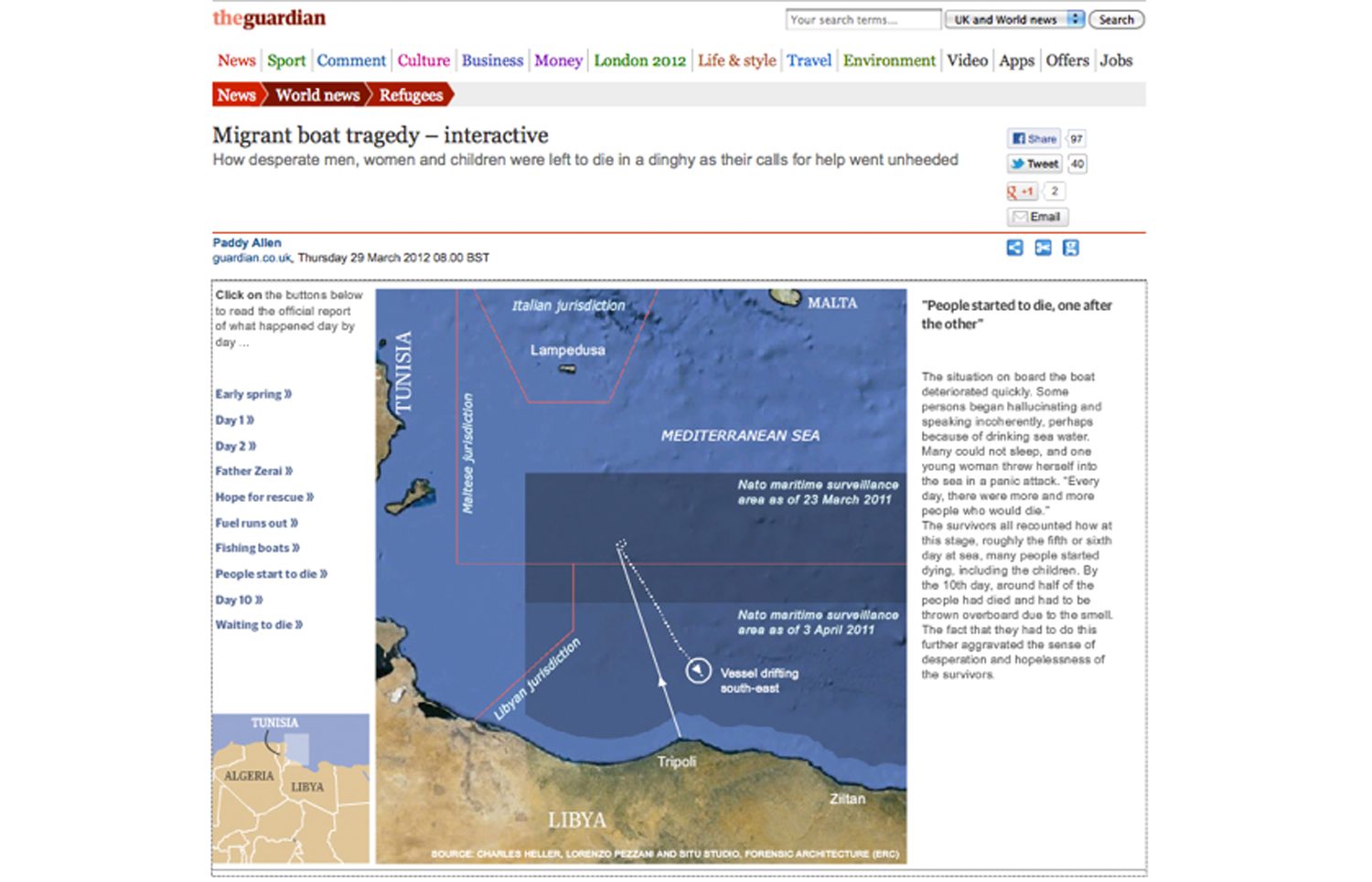 Guardian – Map - Interactive map taken from the online edition of the Guardian, redrawn from a Forensic Oceanography original. (The Guardian)
