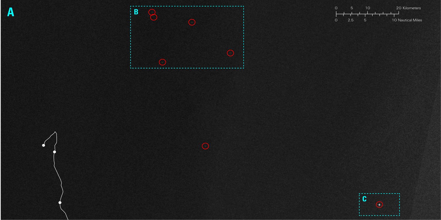 Envisat-1 data – 2 - Detailed analysis of Envisat-1 image taken on 29 March 2011. (Forensic Oceanography, 2012)