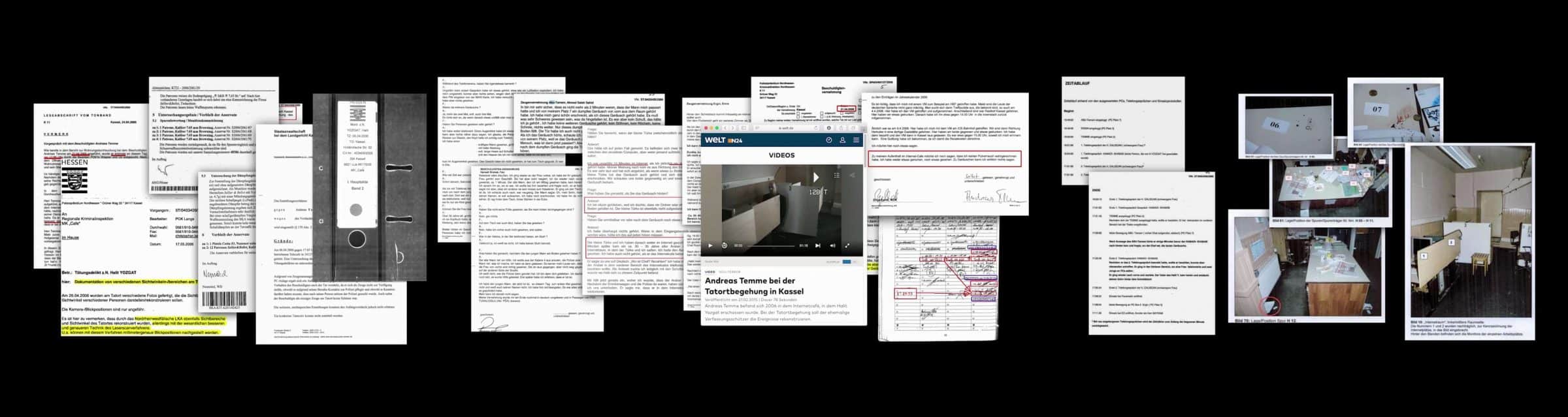 Open-source material – collage - A collection of open-source images and documents that formed the basis of our investigation. (Forensic Architecture)