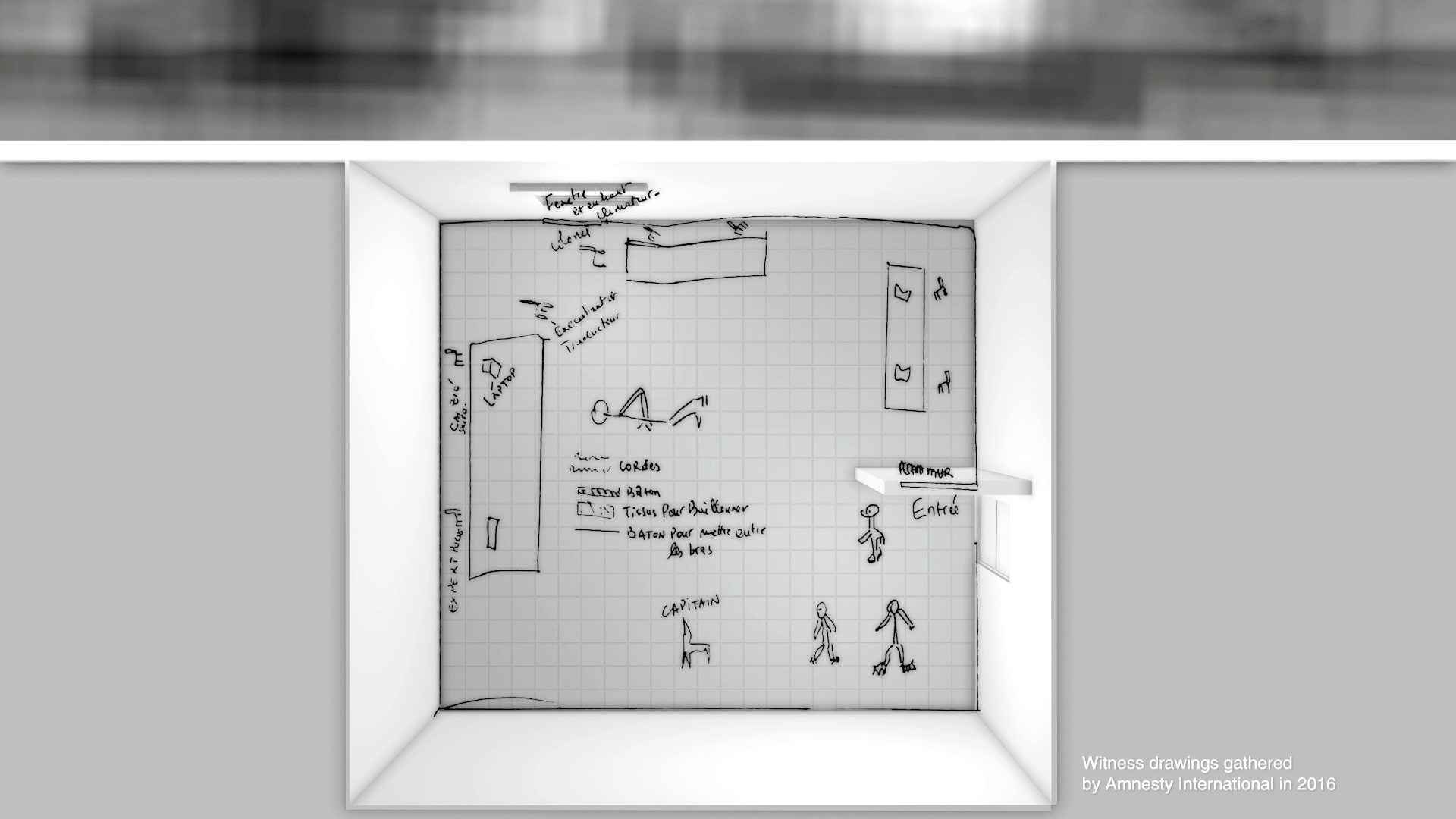 Testimony – 1 - Detainees were routinely tortured and interrogated at Salak by members of Cameroon's intelligence agency, the DGRE. (Forensic Architecture)