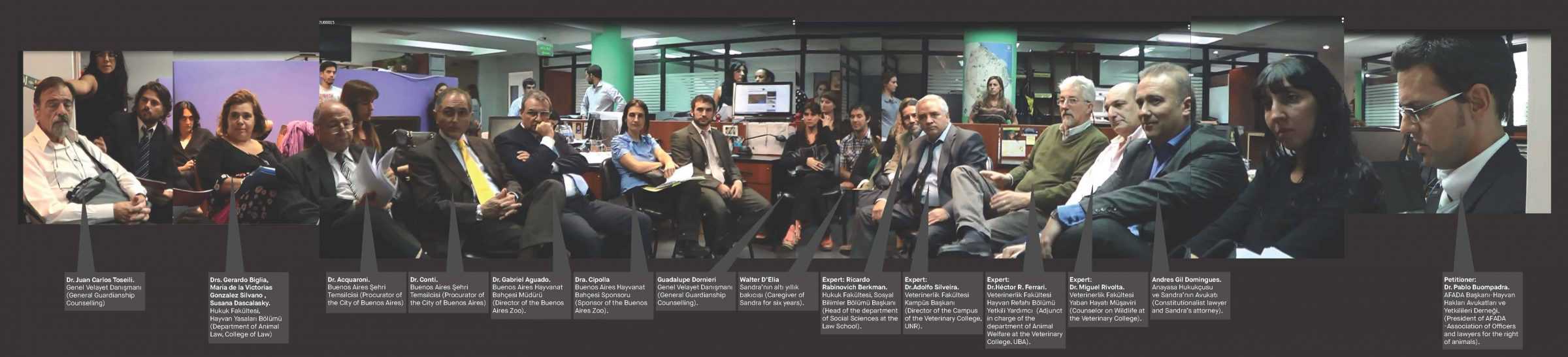 Sandra’s trial – the participants - A hearing was held on 26 March 2015 in the office of Judge Elena Liberatori. Who was present? (Forensic Architecture)