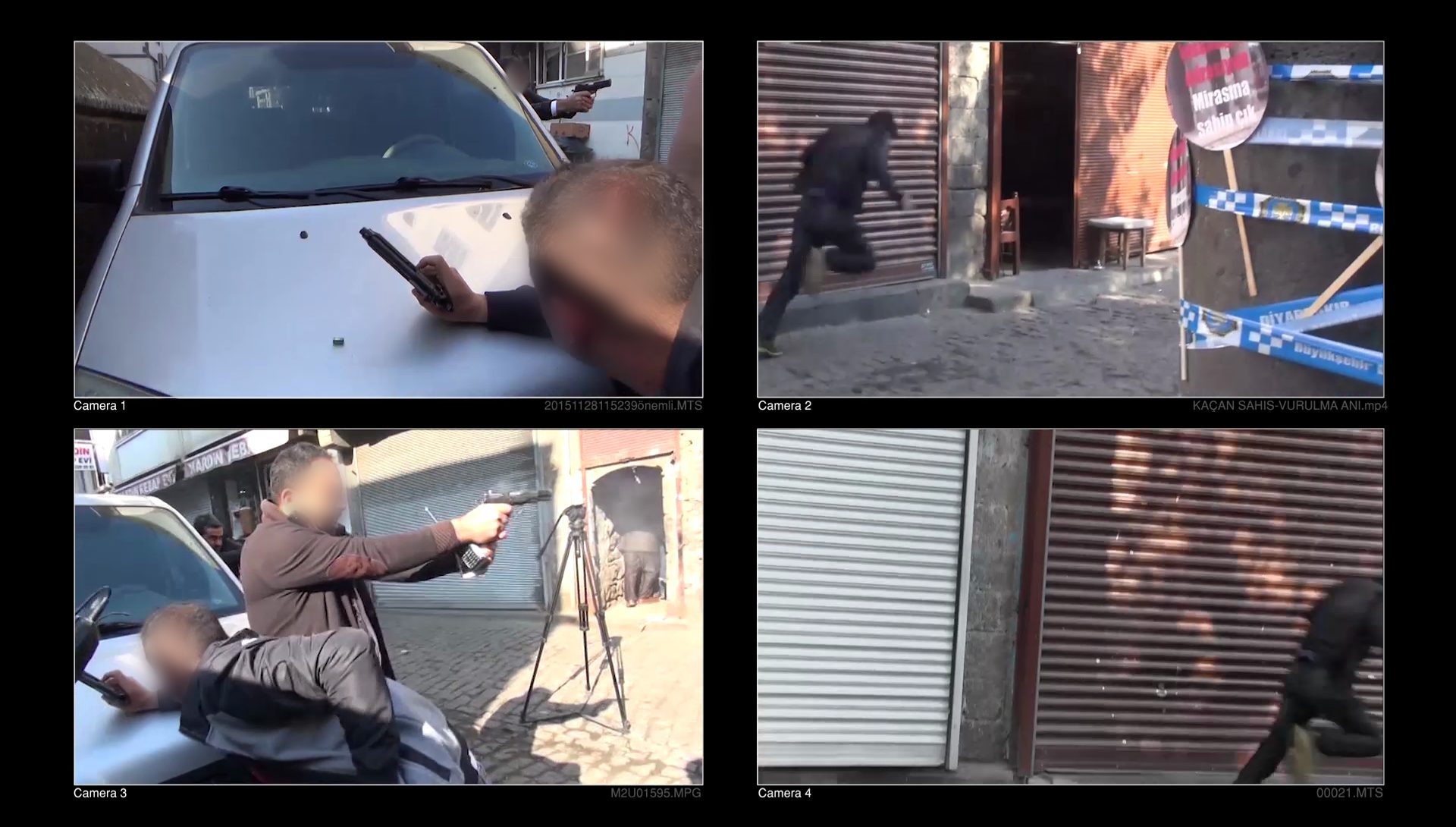 Video synchronisation - Forensic Architecture synchronised the available video footage using audio signatures and visual clues. (Forensic Architecture)