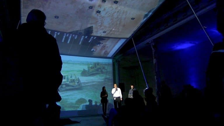 e1_025 - Ariel Caine, project coordinator, Ground Truth / Forensic Architecture, Aziz al-Turi and Inas Altaweel. Filmstill.