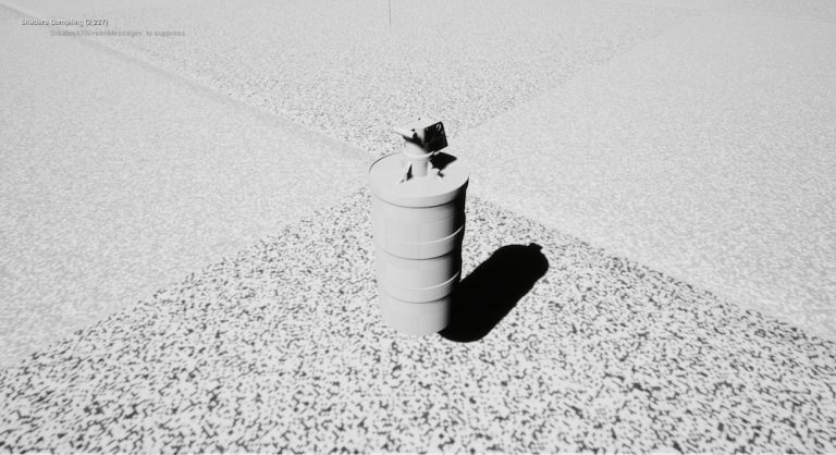 Canister 3 - An untextured render of an unused Triple Chaser grenade. (Forensic Architecture)