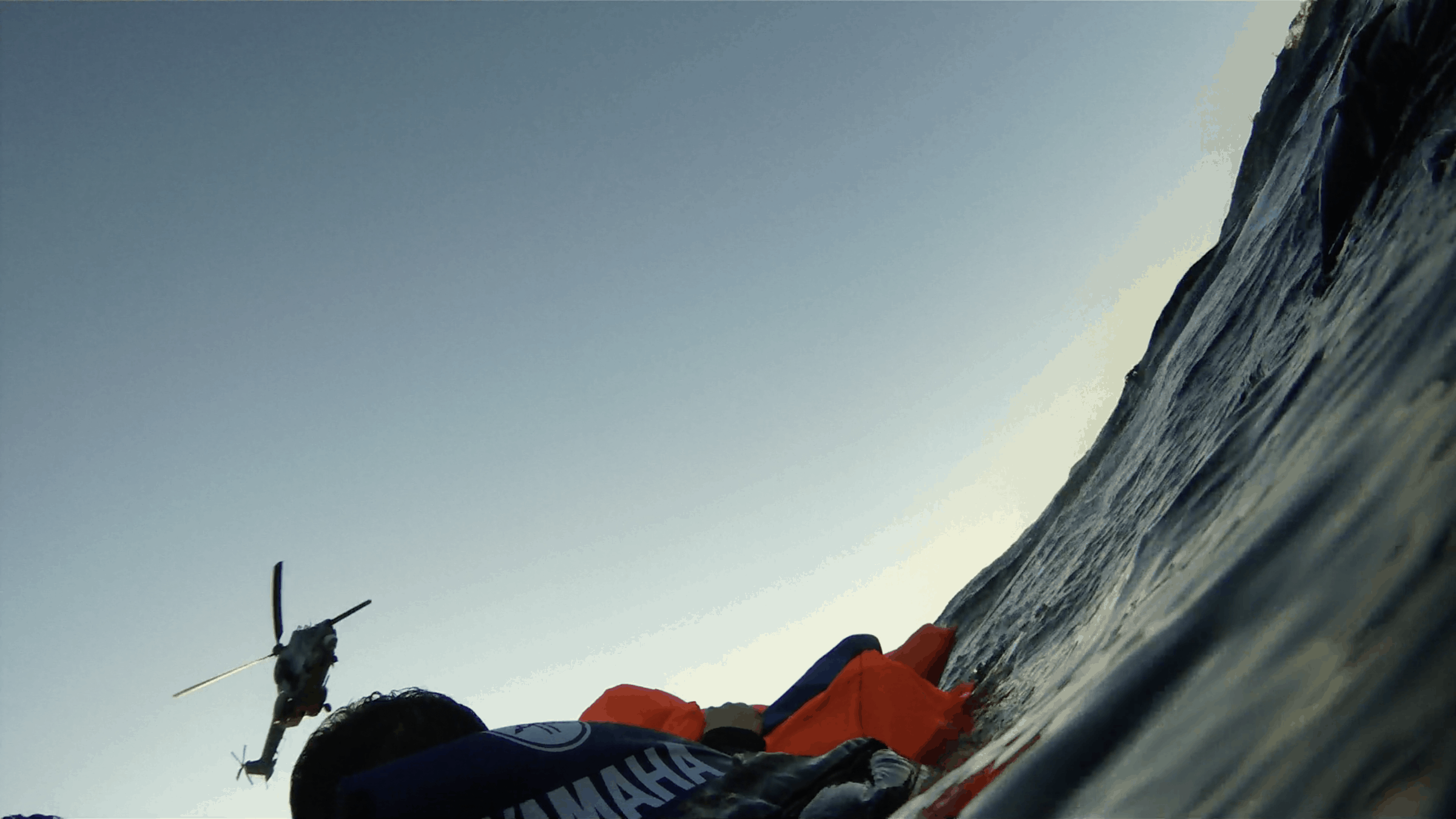 Footage – 1 - A helicopter hovers above the site of the shipwreck. (Image: Amel Alzakout)