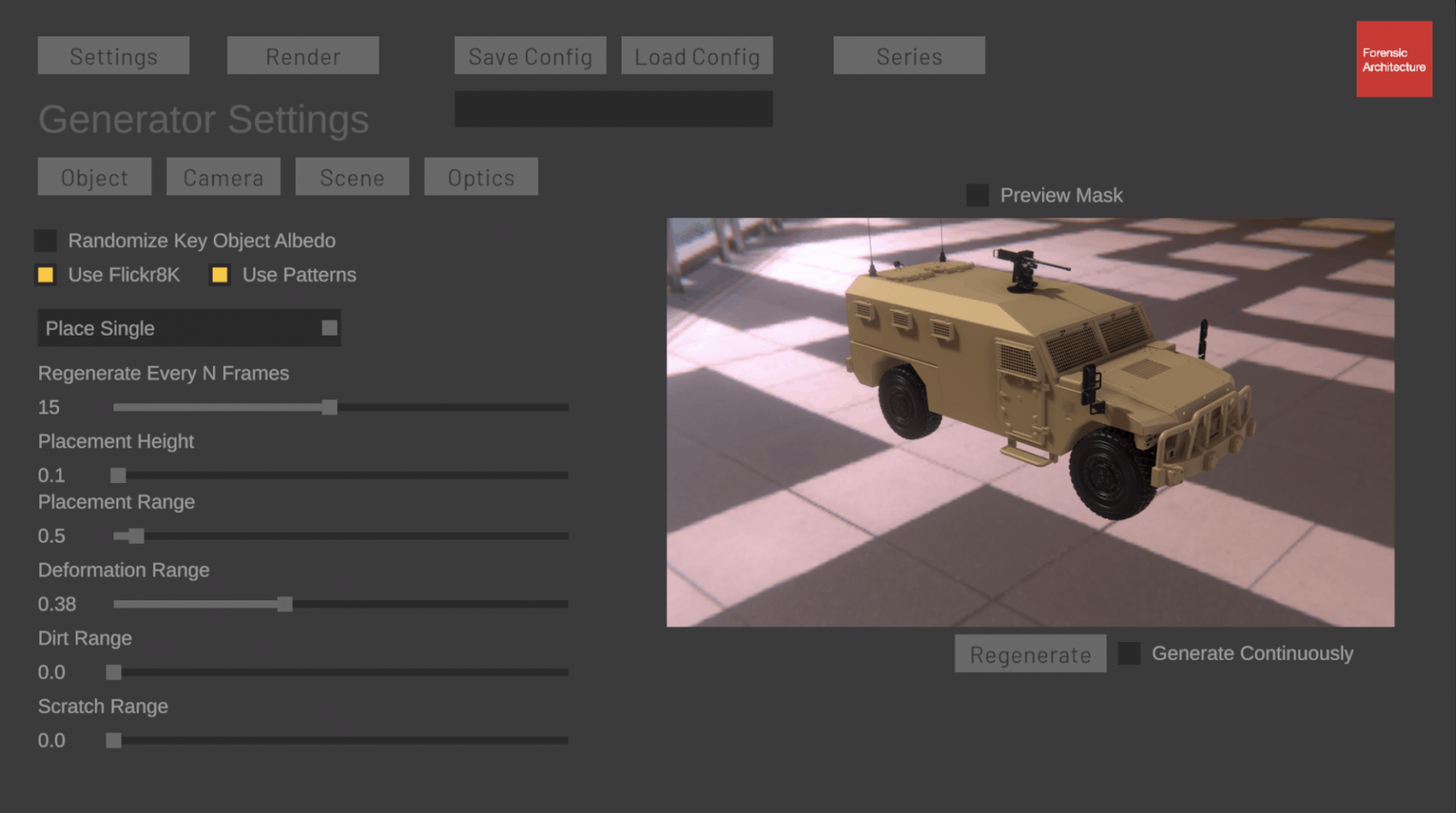 Armoured Vehicle – Unity Application - A model of an armoured vehicle loaded into our Unity Engine.