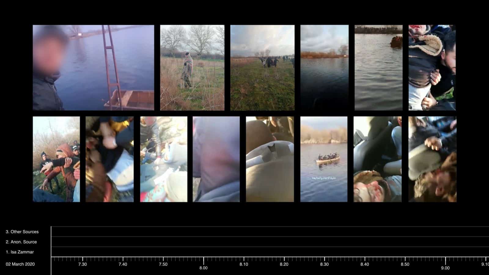 Video still with videos as tiles - Videos from March 2nd collected through OSINT analysis.