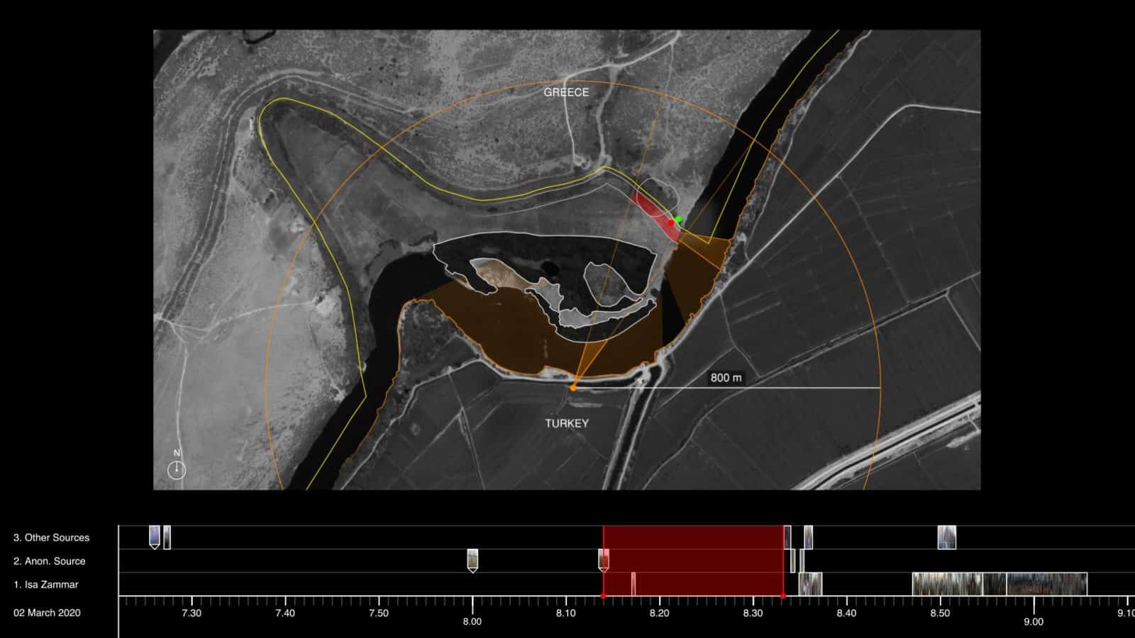 Analysis of Turkish fire - Possible lines of fire from the Turkish banks