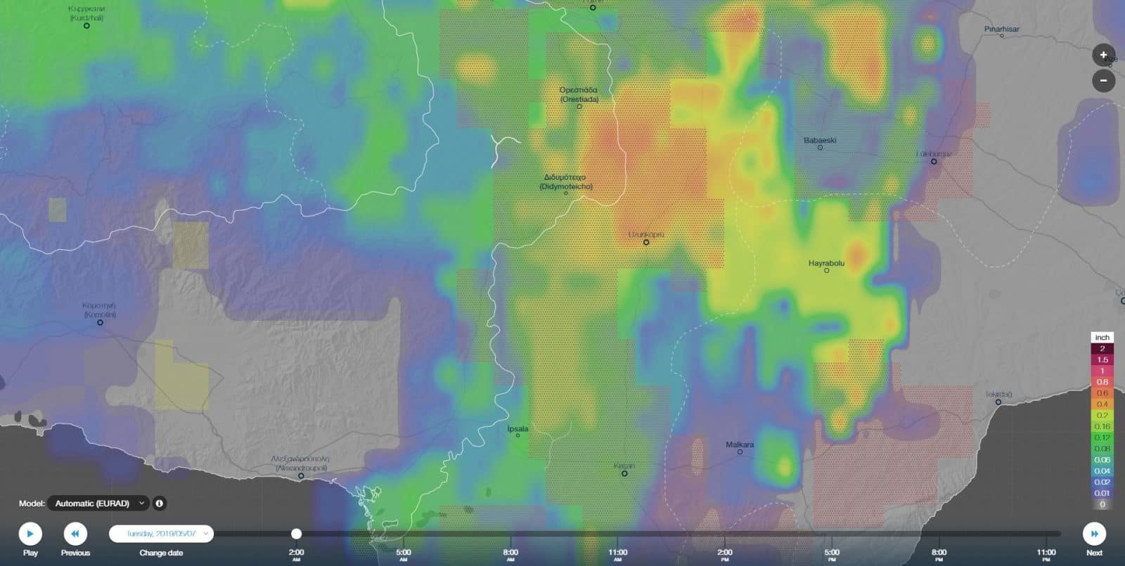 Precipitation map for 07/05/2019, 03:00 - Precipitation map for 07/05/2019, 03:00