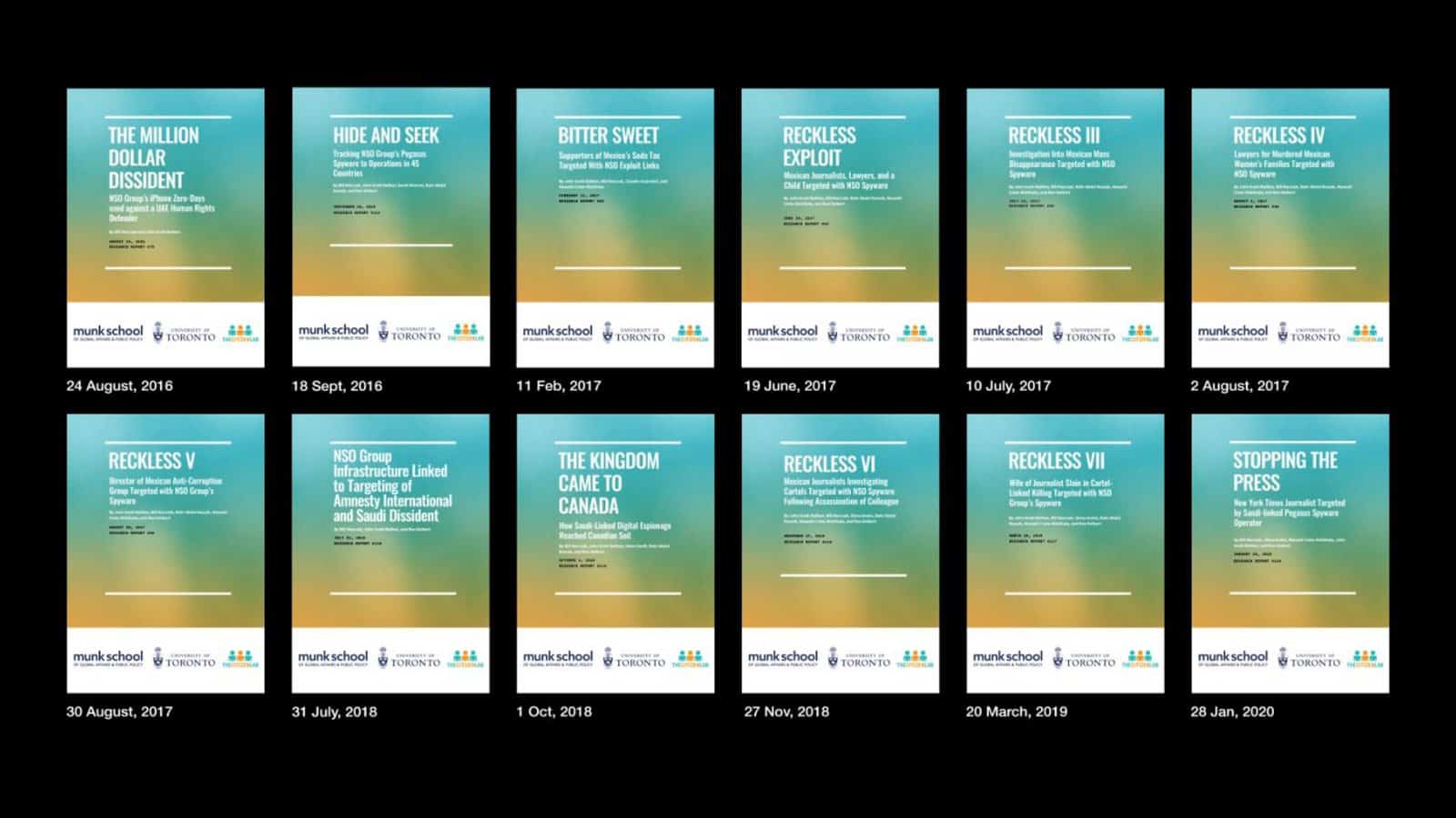 Reports 2016-2020 - Citizen Lab reports on NSO Group, 2016 –2020