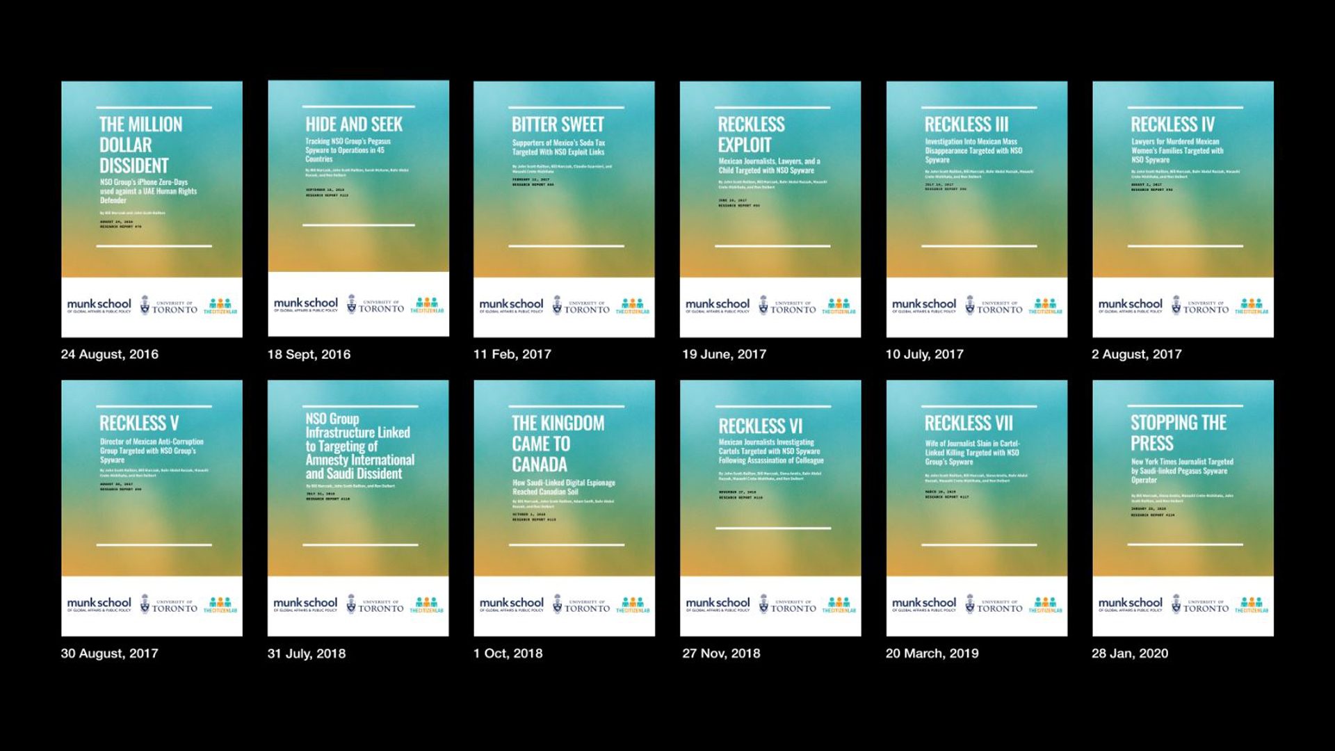 Reports 2016-2020 - Citizen Lab reports on NSO Group, 2016 –2020