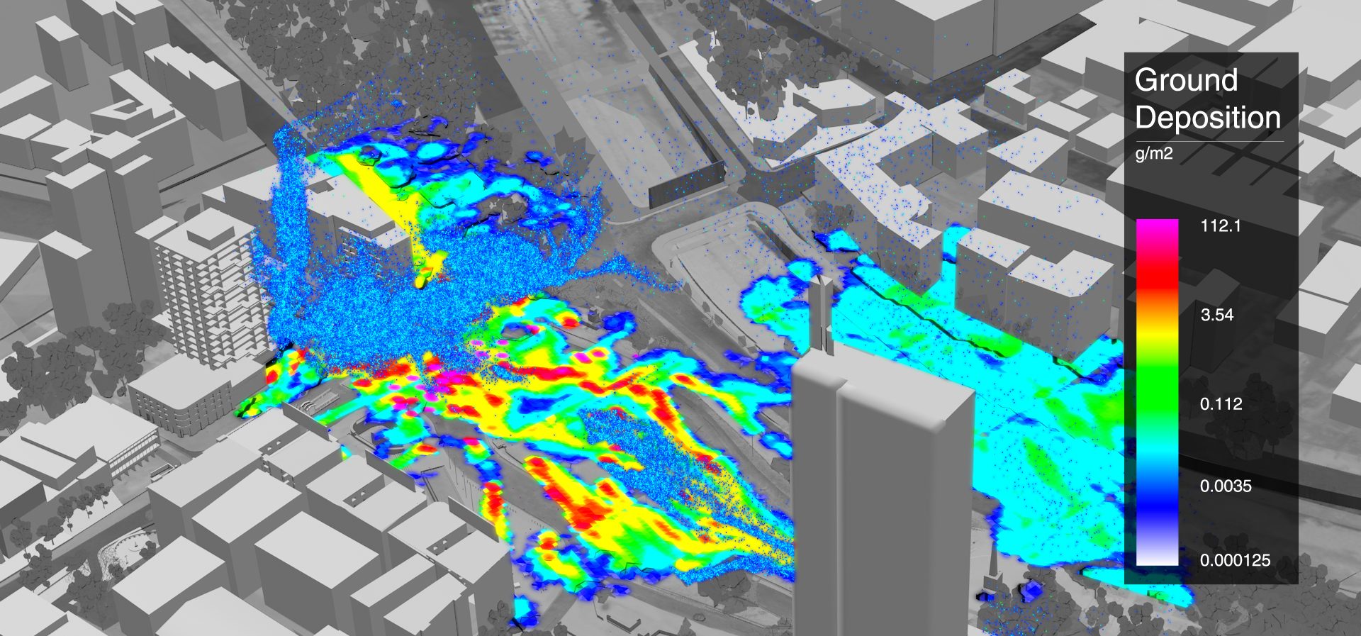 image 2-deposit on the ground - Toxic CS particles are carried with the wind and eventually deposed on the ground.