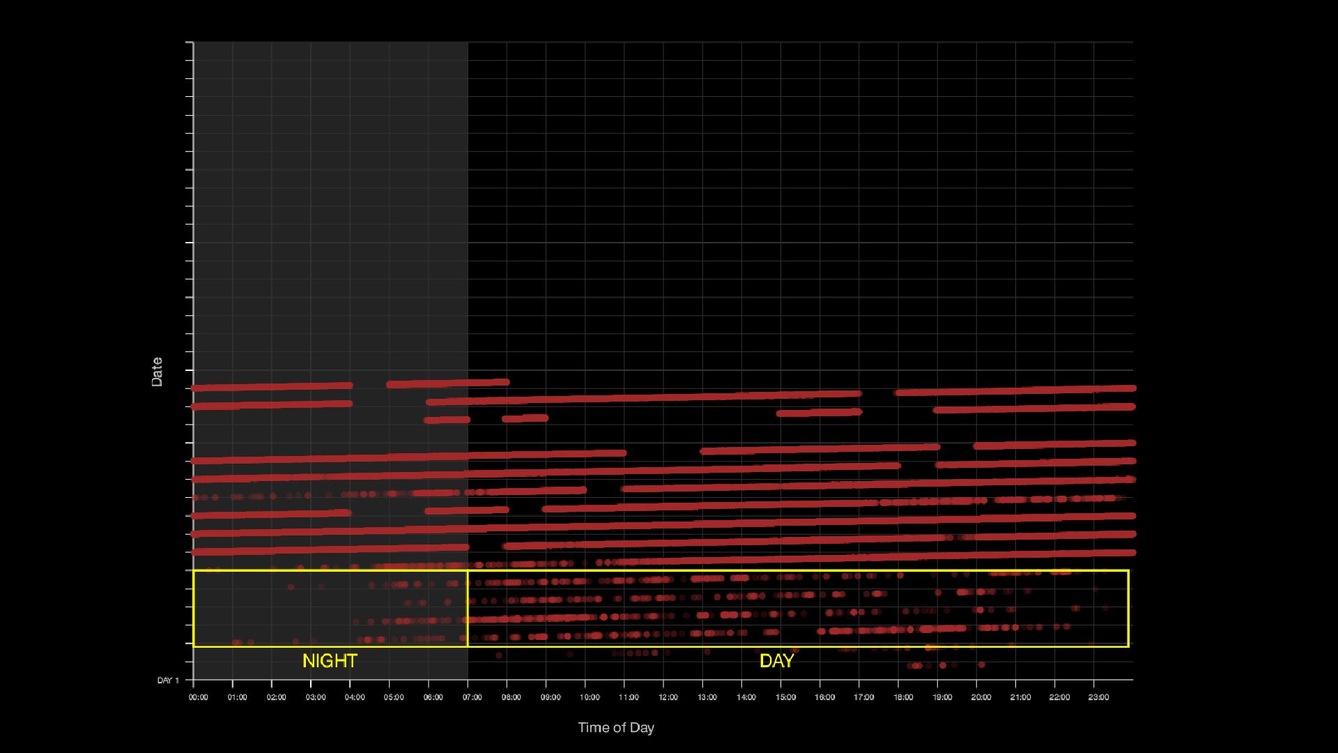 large-01 - Location signals following a day/night pattern from Israel/Palestine dataset. (Forensic Architecture, 2020)