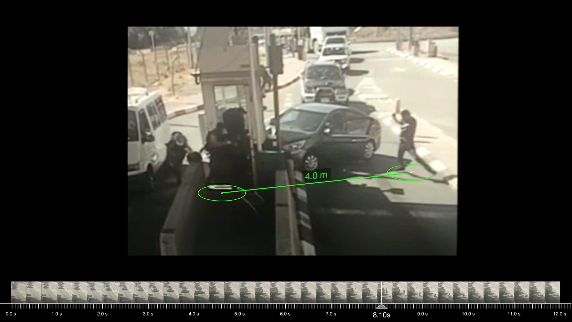 Ahmad Erekat’s distance to nearest Israeli officer. - Ahmad Erekat's distance to nearest Israeli officer. Source: Twitter Israeli Police, 23 June 2020.