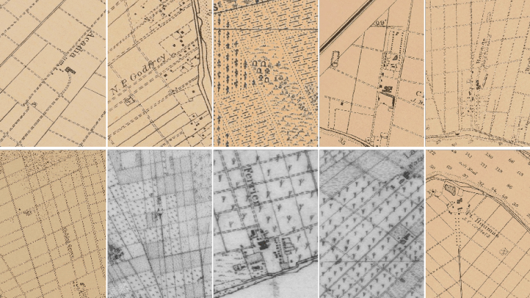 Cemetery Marking Samples - While a few cemeteries are mapped, the majority are omitted and the symbology of mapped cemeteries is inconsistent. Multiple verification practices are required to get closer to confirming the locations of cemeteries. (Forensic Architecture)