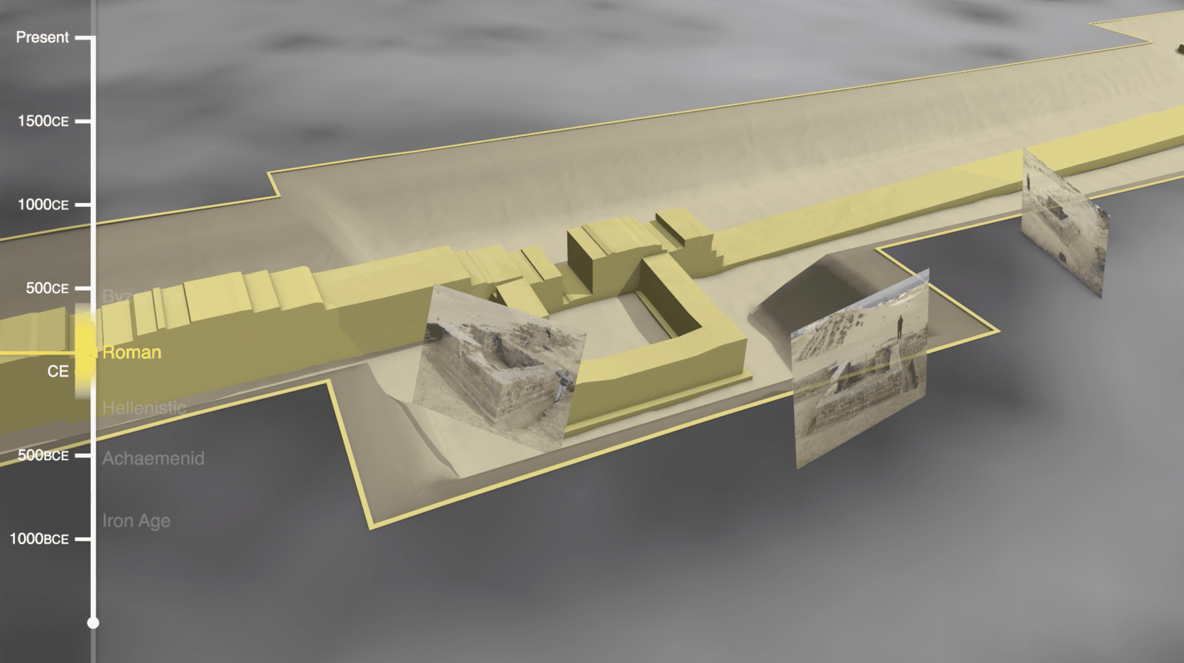 Gaza Arch_Image 16 - Fig. 18 - Using image mapping and 3D modelling, FA recreated the ancient city wall using archival photographs. Image: Forensic Architecture, 2022