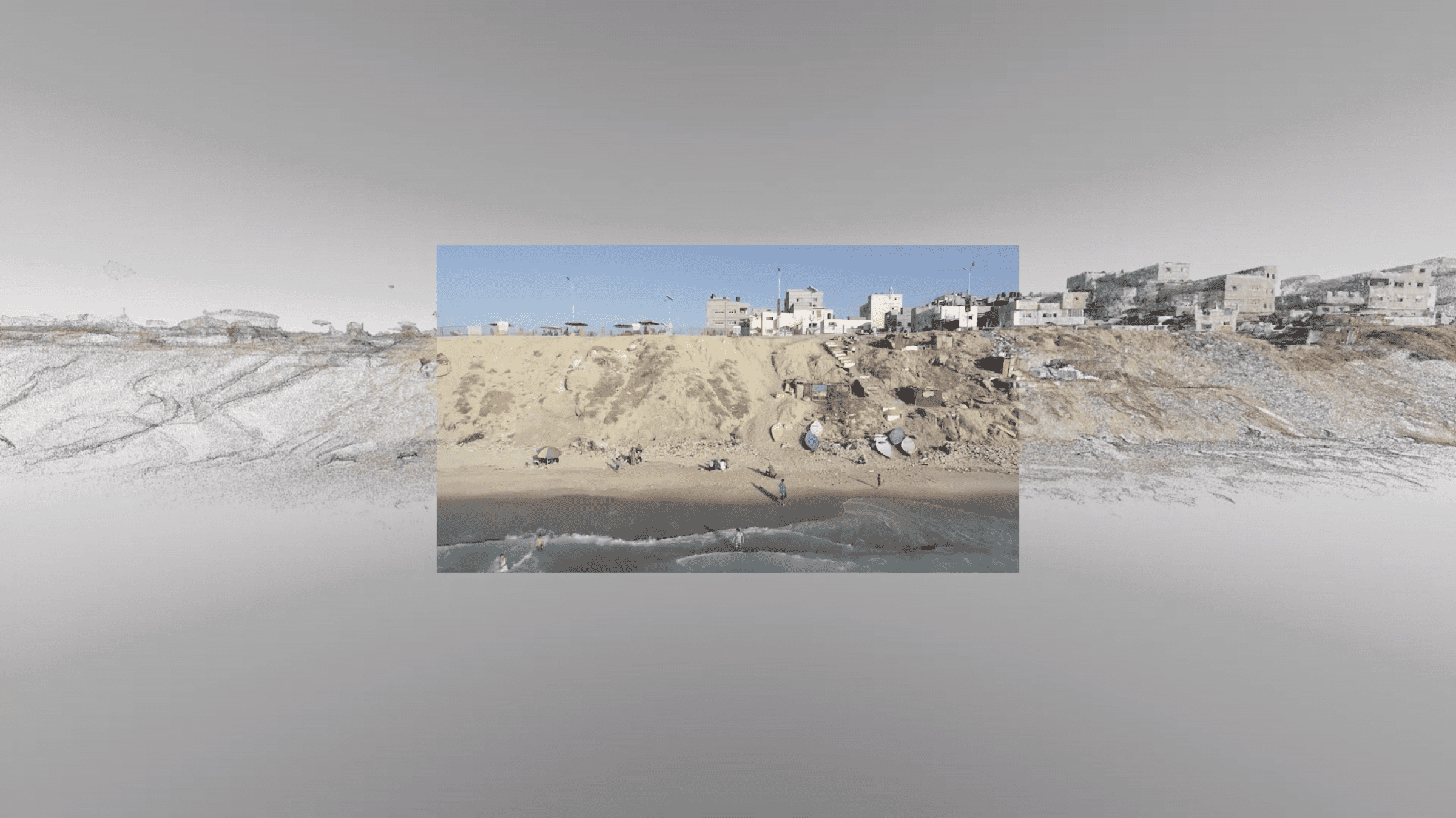 Gaza Arch_Image 9 - Fig. 17 - Drone footage is used to create a point-cloud. Image: Forensic Architecture, 2022 with drone footage by Ain Media Gaza, 2018