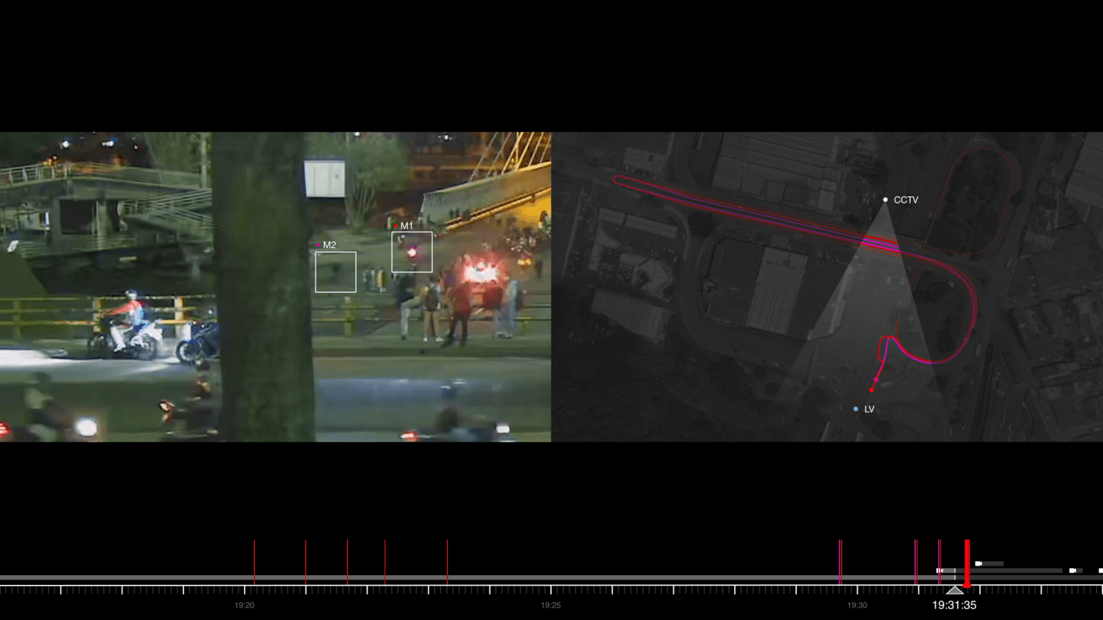 Surveillance - The gunman’s motorbike, as well as other motorbikes, can be seen circling the scene at least six times before the shooting.