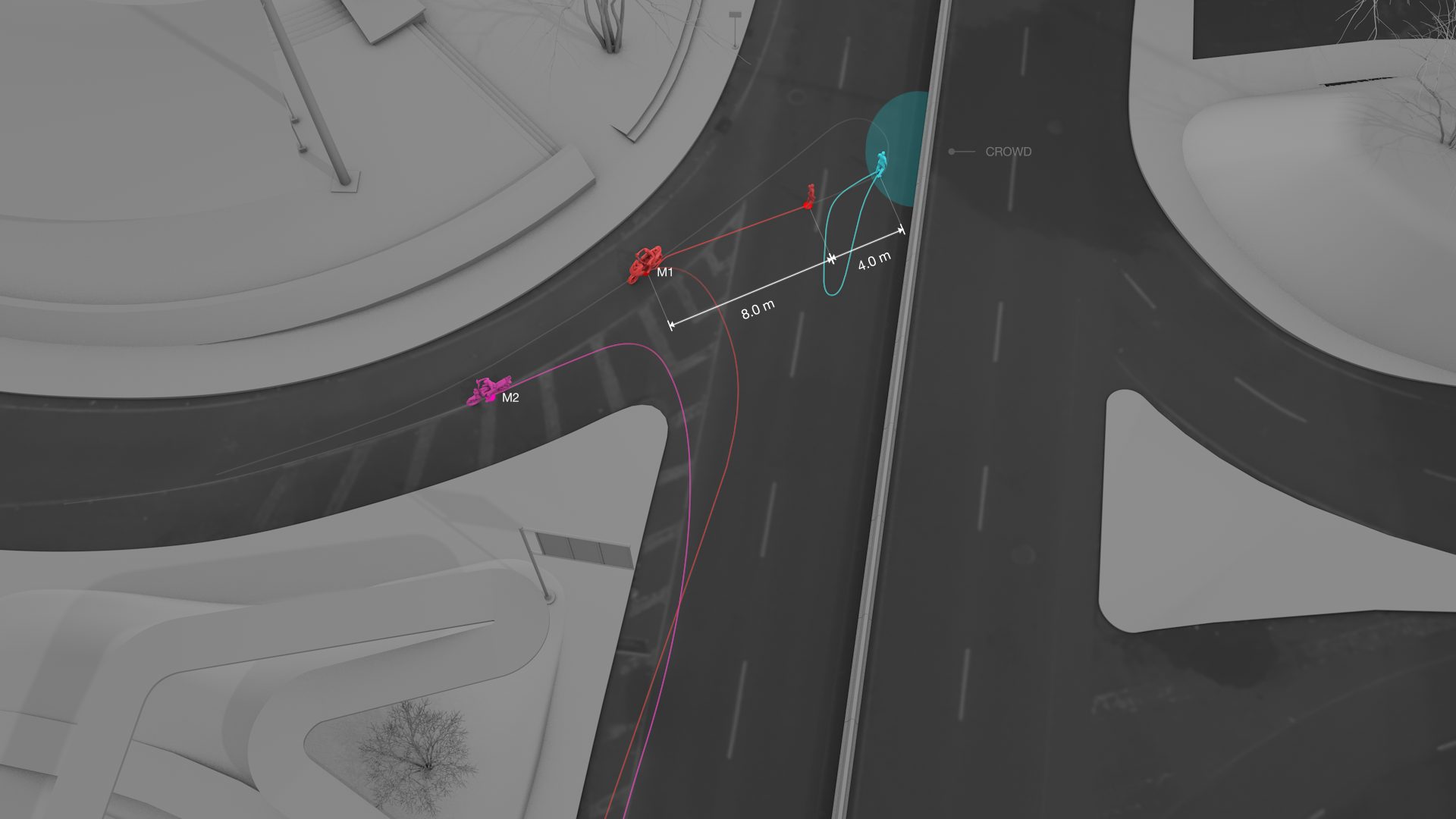 Shot 1 - The gunman was just four metres away when they began firing toward Lucas.