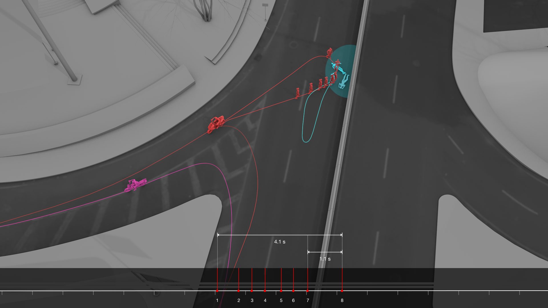 Shots 1-8 - The gunman moved decisively toward Lucas and the crowd, firing 8 shots at close range.