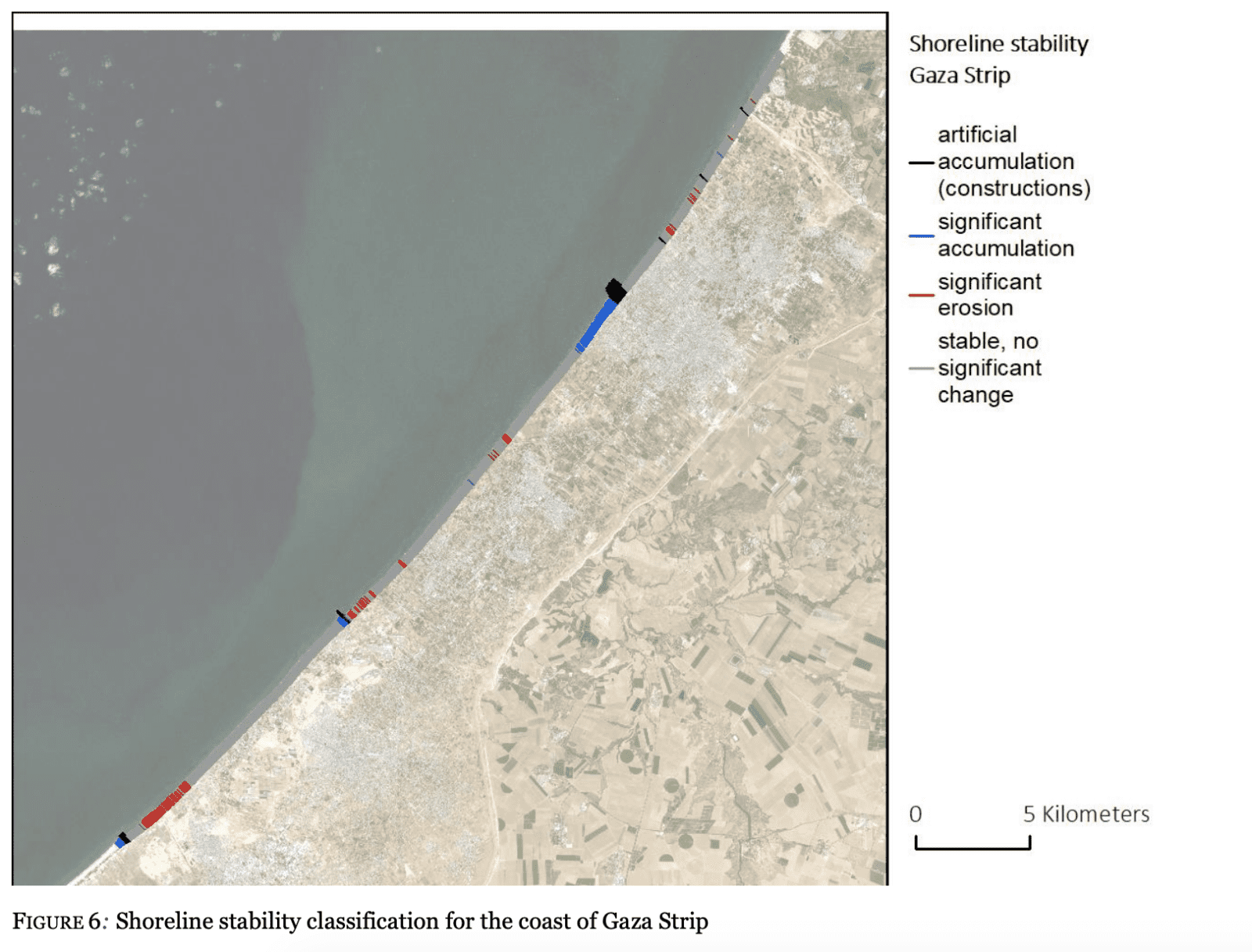 Gaza Arch_Image 27 - Fig. 27 - Shoreline stability along the Gaza Strip. Image: EO Clinic, 2020.