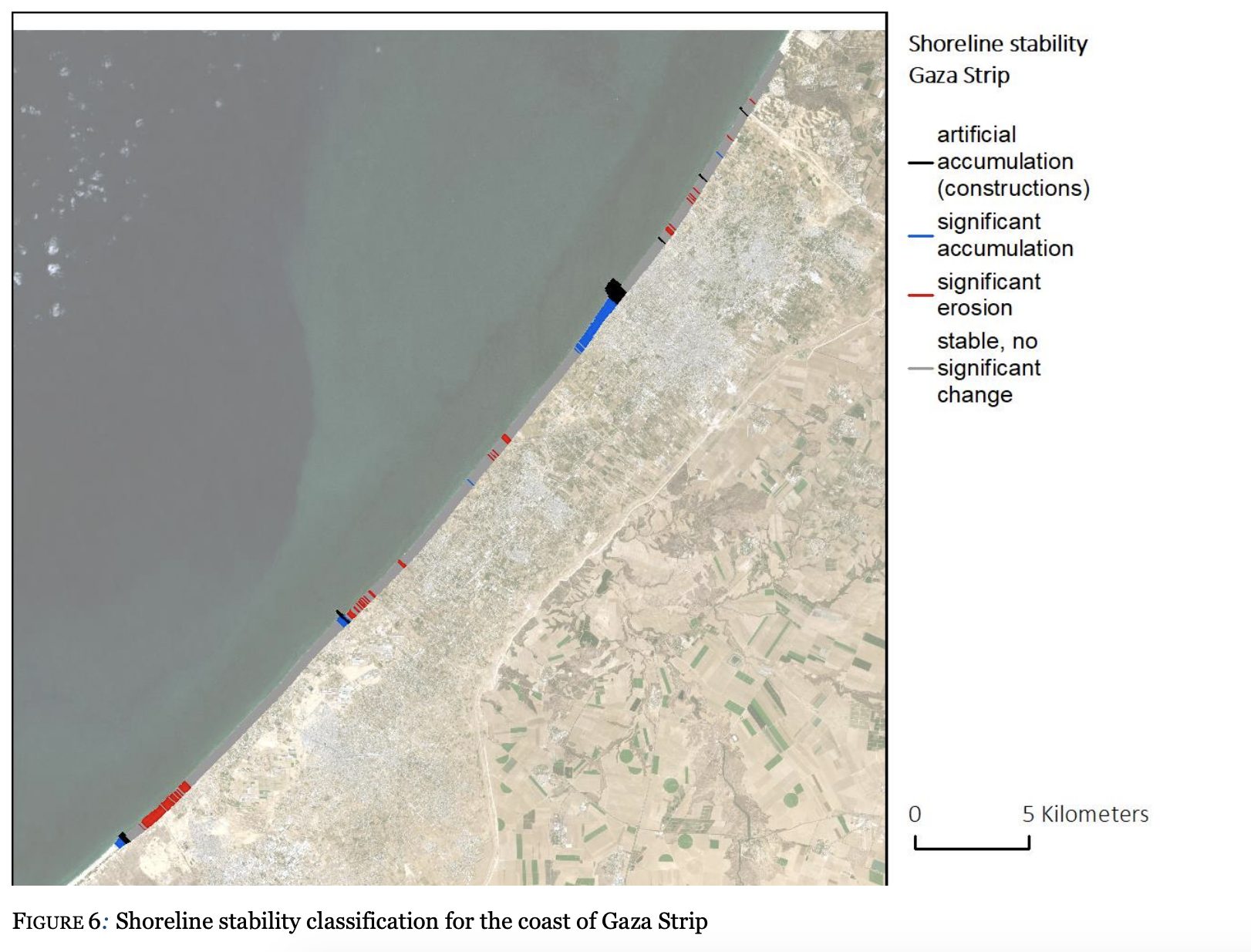  - Fig. 27: Shoreline stability along the Gaza Strip. Image: EO Clinic, 2020.