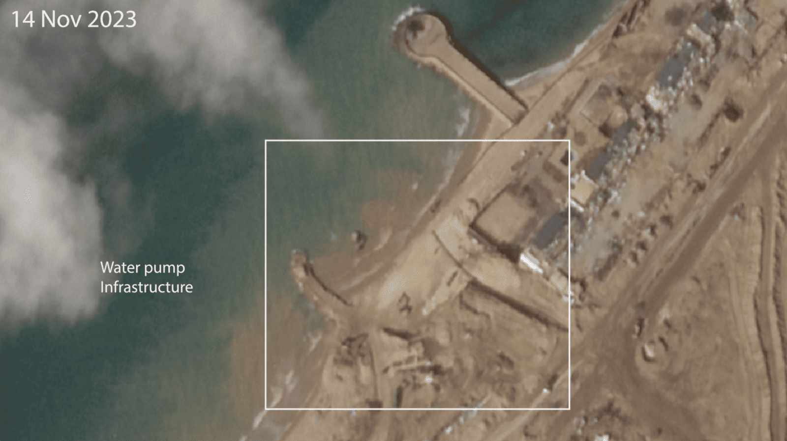  - Fig. 31. Satellite image from 14 November 2023 of water pump infrastructure. Image: ©️ Planet Labs PBC, 2023.