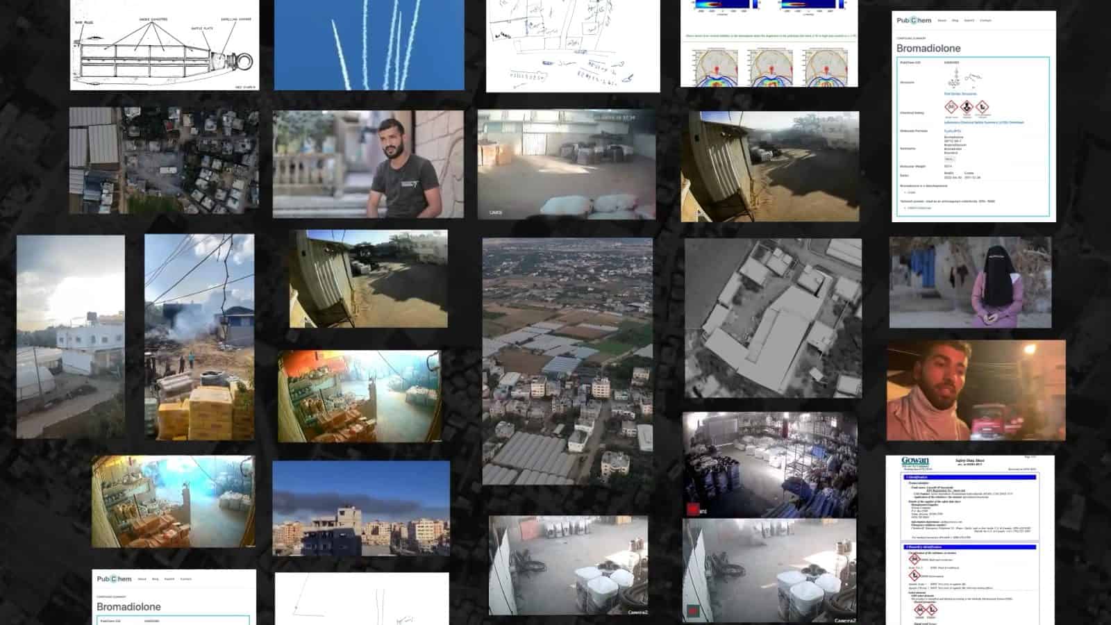 Data Grid - We gathered original photos and drone footage, conducted interviews with local residents, and analysed dozens of images and videos of the site available online, as well as CCTV footage given to us by the Khudair family, in order to construct a 3D model of the warehouse.