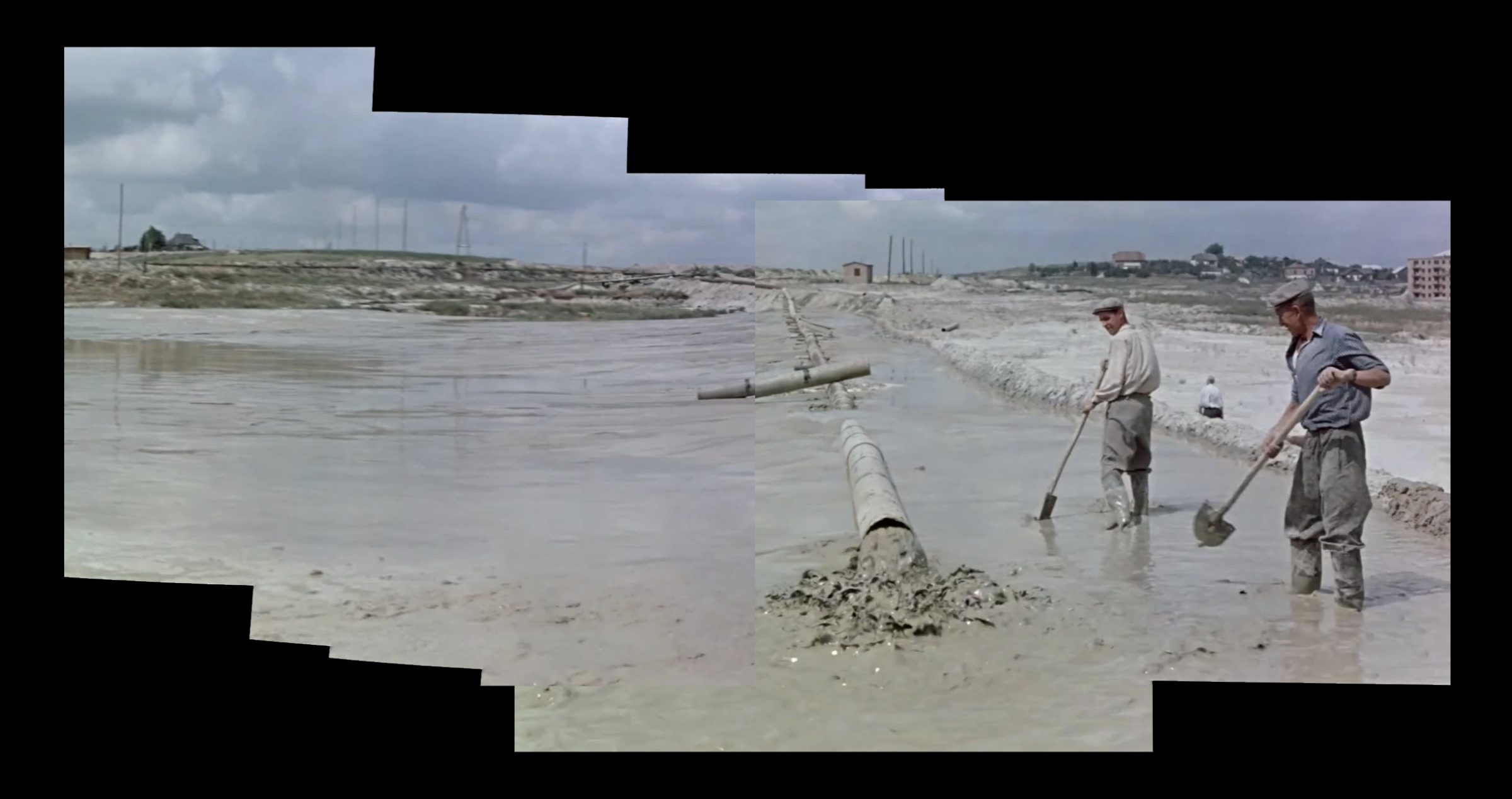 Waste pulp - Fig. XX. Waste pulp from a nearby brick factory was pumped into the ravines of Babyn Yar. (Center for Spatial Technologies, original image courtesy of the Pshenichny Central State Film and Photo Archive of Ukraine)