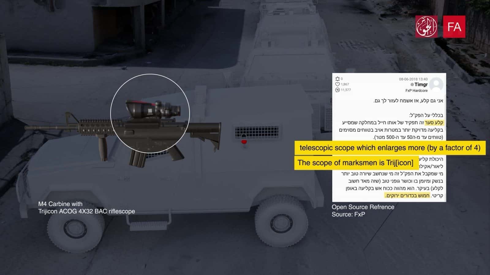 M4 with trijicon scope - M4 Carbine equipped with a trijicon ACOG 4x magnification riflescope