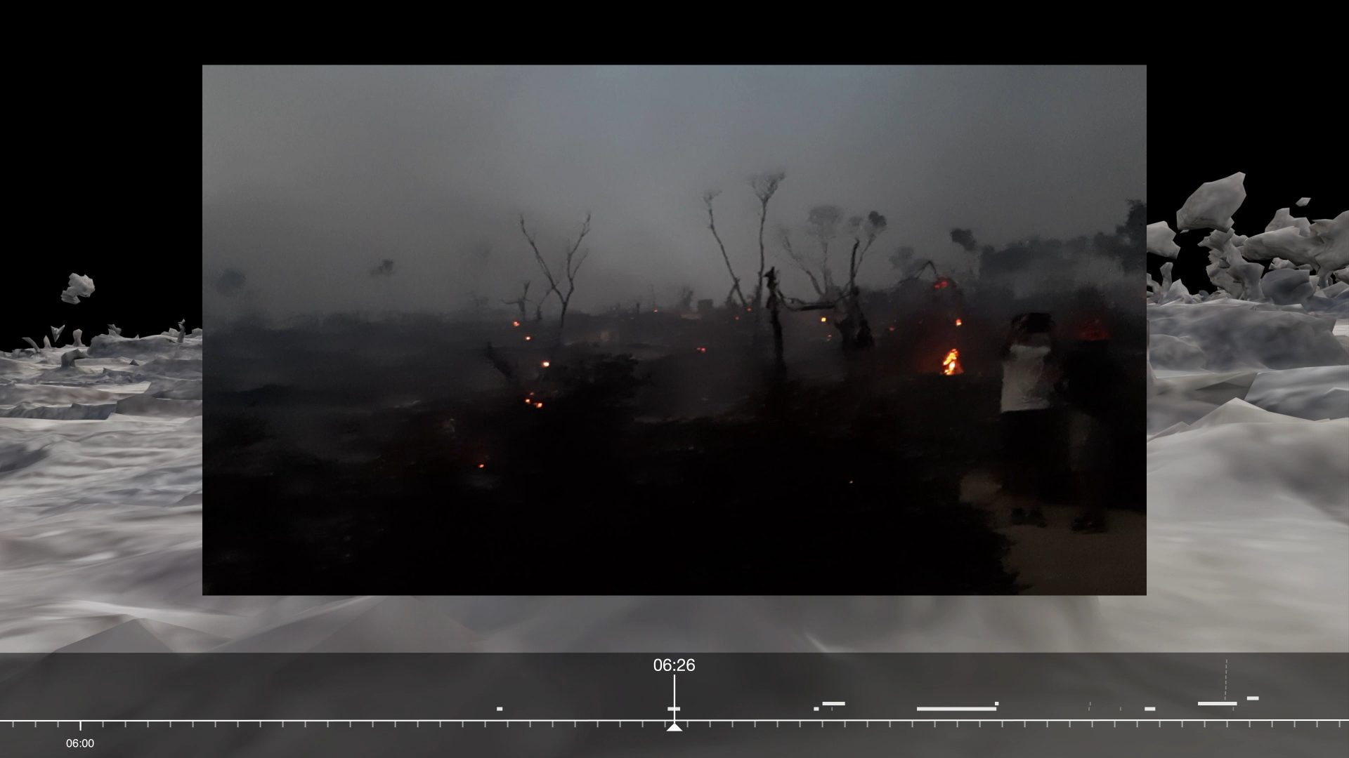 Photomatch (06:26) - ReFOCUS Media Labs' footage shot at 06:26, photomatched within our 3D model.
Image Source: ReFOCUS Media Labs (Forensic Architecture/Forensis, 2023)
