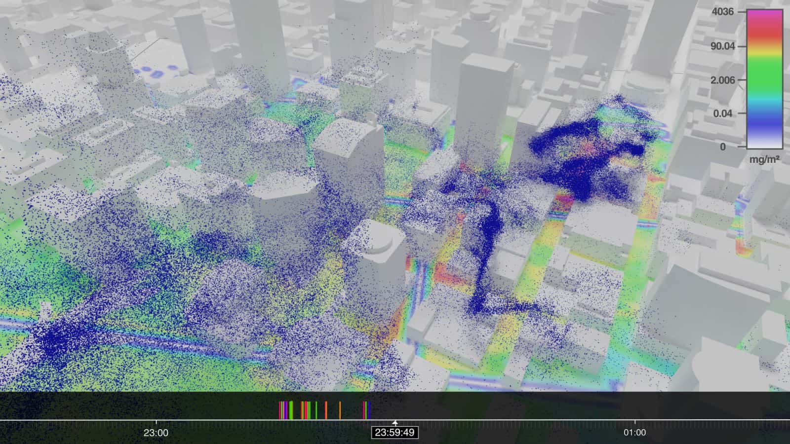 Tear Gas Tuesday in Portland – Cloud - Using computer fluid dynamics, FA and Imperial College London simulated the movement of CS particles across downtown Portland as a result of the actions of Portland’s police, the PPB. (Forensic Architecture, 2023)