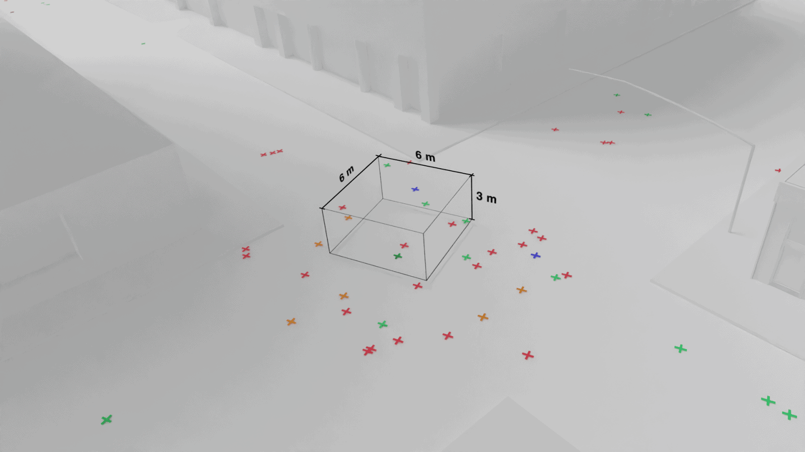 Tear Gas Tuesday in Portland – Volume Measurement - FA placed ‘volumes’ around their model of downtown Portland, to test the average concentrations of CS in those locations over time. (Forensic Architecture, 2023)