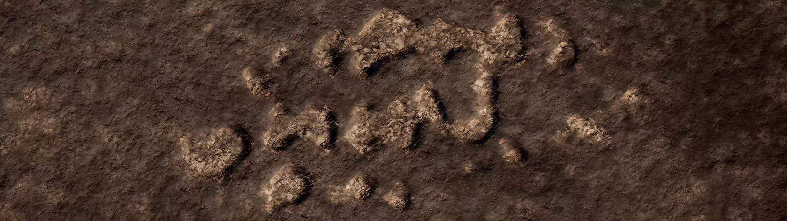 Reconstructed remains - A reconstructed 3D model of the archeological remains of a typical house in Nebelivka, developed based on the geomagnetic data. (Forensic Architecture, 2023)