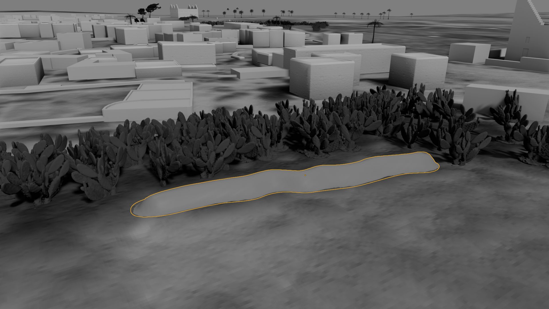 Tantura_14 - 3D model of Earthwork 2 (E2) and its surroundings. (Forensic Architecture, 2023)
