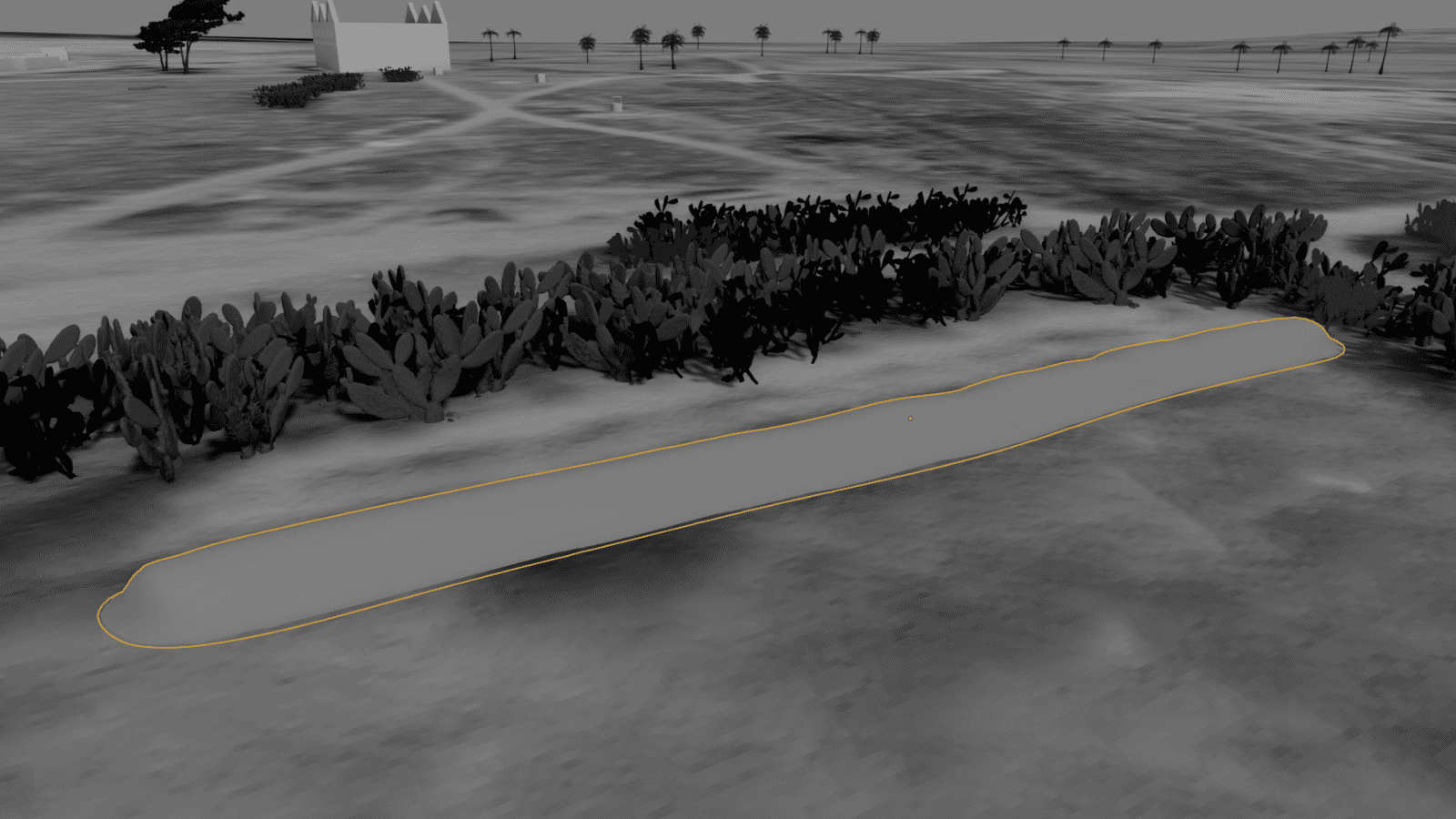 Tantura_2 - 3D model of Earthwork 1 (E1) and its surroundings. (Forensic Architecture, 2023)