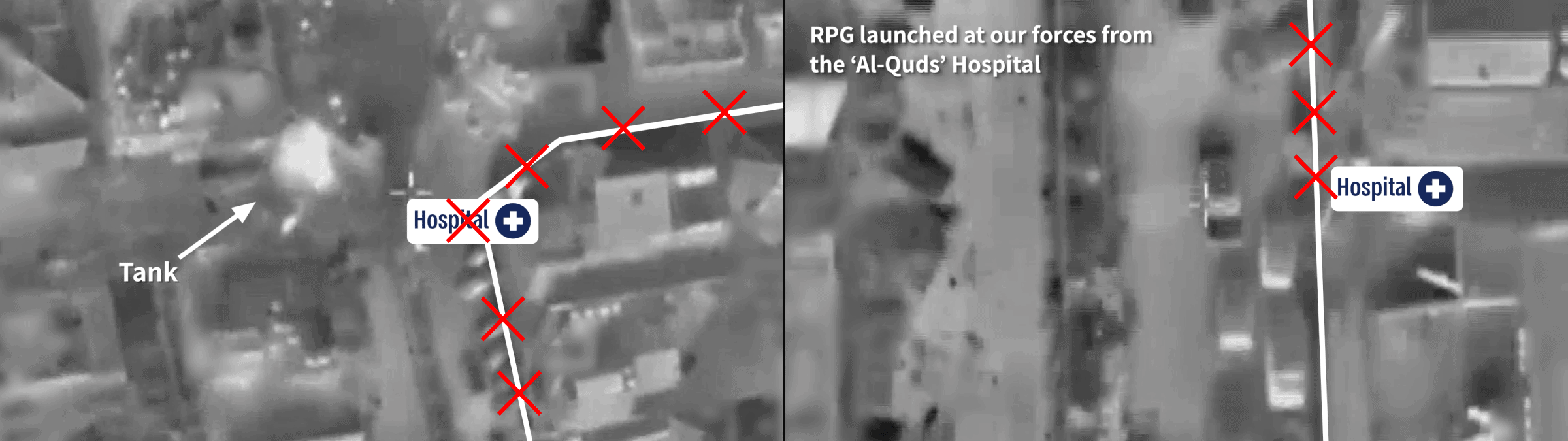 ICJ_Figure_9 - Figure 9: Corrected boundaries in two stills from two clips in the full press release video. Illustration by Forensic Architecture.