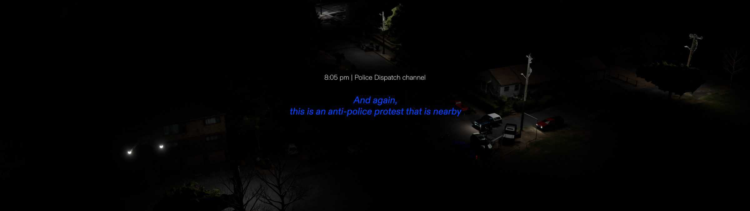  - June and her friends were preparing to protect a Black Lives Matter march when they were attacked. The transcript of a police dispatch call, published for the first time as part of FA’s film, records the call operator characterising that march as an ‘anti-police protest’. (Forensic Architecture, 2024)