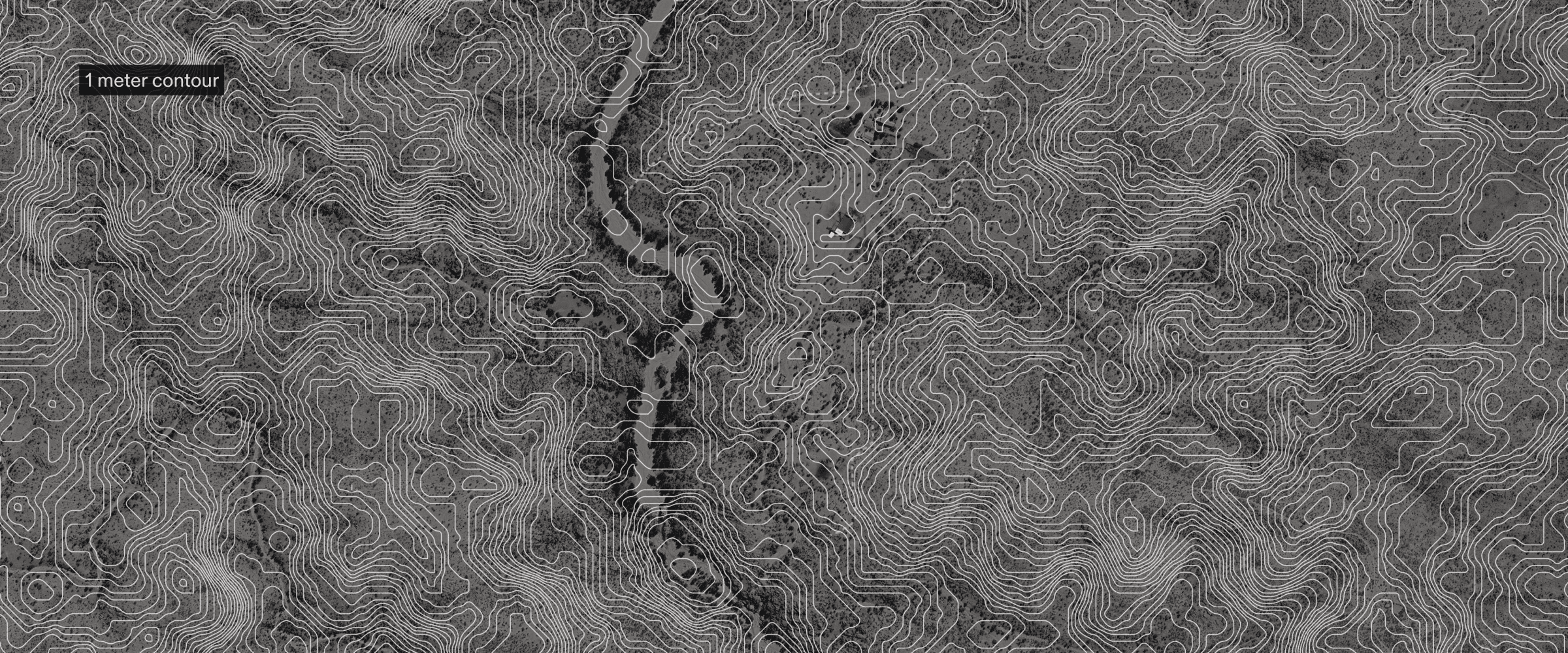Contour Analysis - 1 metre contours of the site of Hornkranz derived from a digital elevation model (DEM). (Forensic Architecture/Forensis)