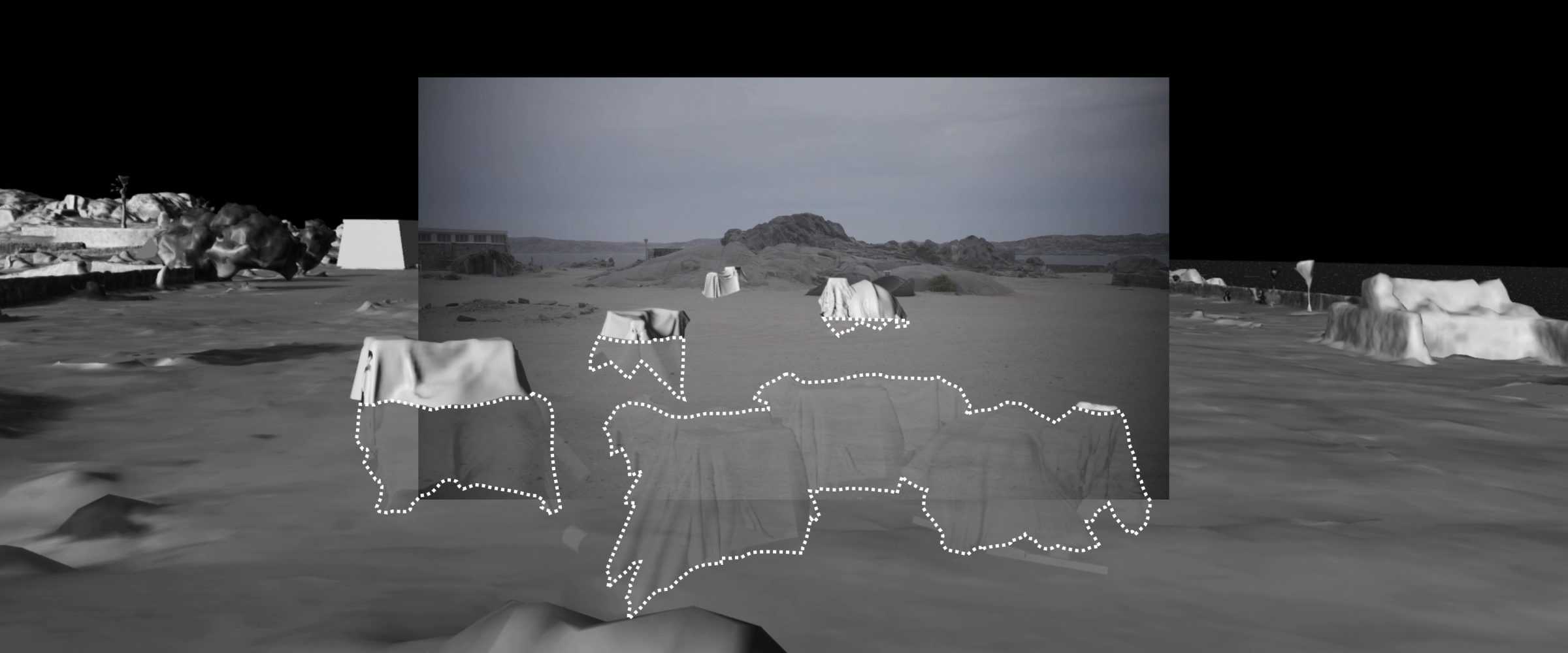 Buried Tents - A contemporary photograph showing the area where Ovaherero prisoners used to be held. The area has since been terraformed, with the former premises of the camp today buried under a layer of gravel to allow access for vehicles and tourists. (Forensic Architecture/Forensis, 2024)