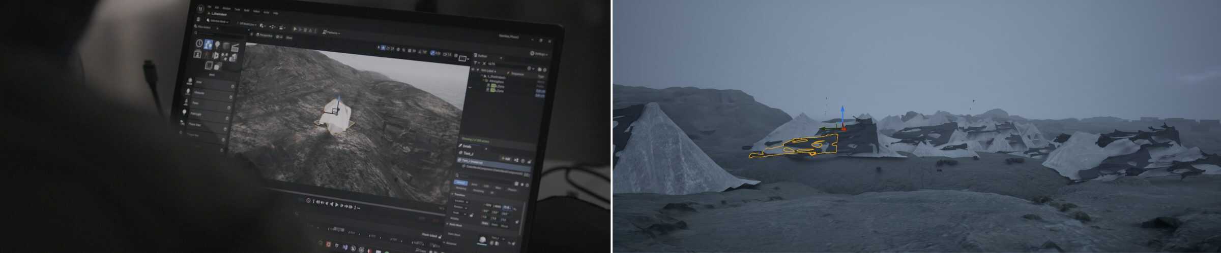 Situated Testimony Reconstruction - The immersive model created in Unreal Engine allowed us to transpose the testimony of descendants about the environmental conditions on the island, visualising how harsh environmental conditions were weaponised against the camp’s prisoners. (Forensic Architecture/Forensis, 2024)