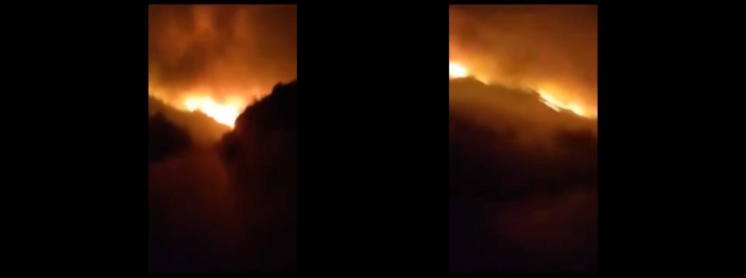 Blaze in the Area - The blaze as it was captured by a group of asylum seekers that were stranded in the fire. (Nawal Soufi, 2023)