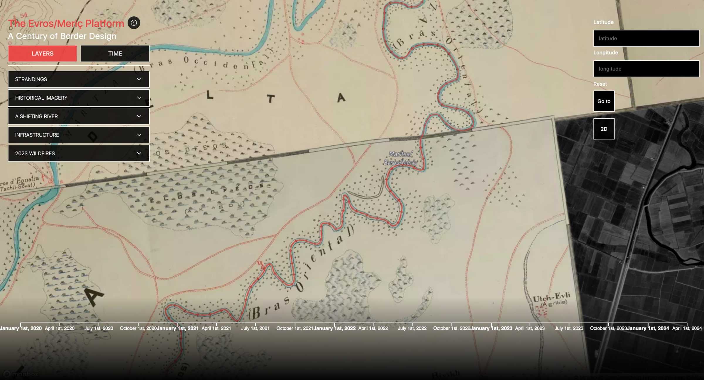 1926 Border Line - The border line (in red) was drawn along the river’s course in 1926 and no longer follows the river (Forensic Architecture/Forensis, 2025)