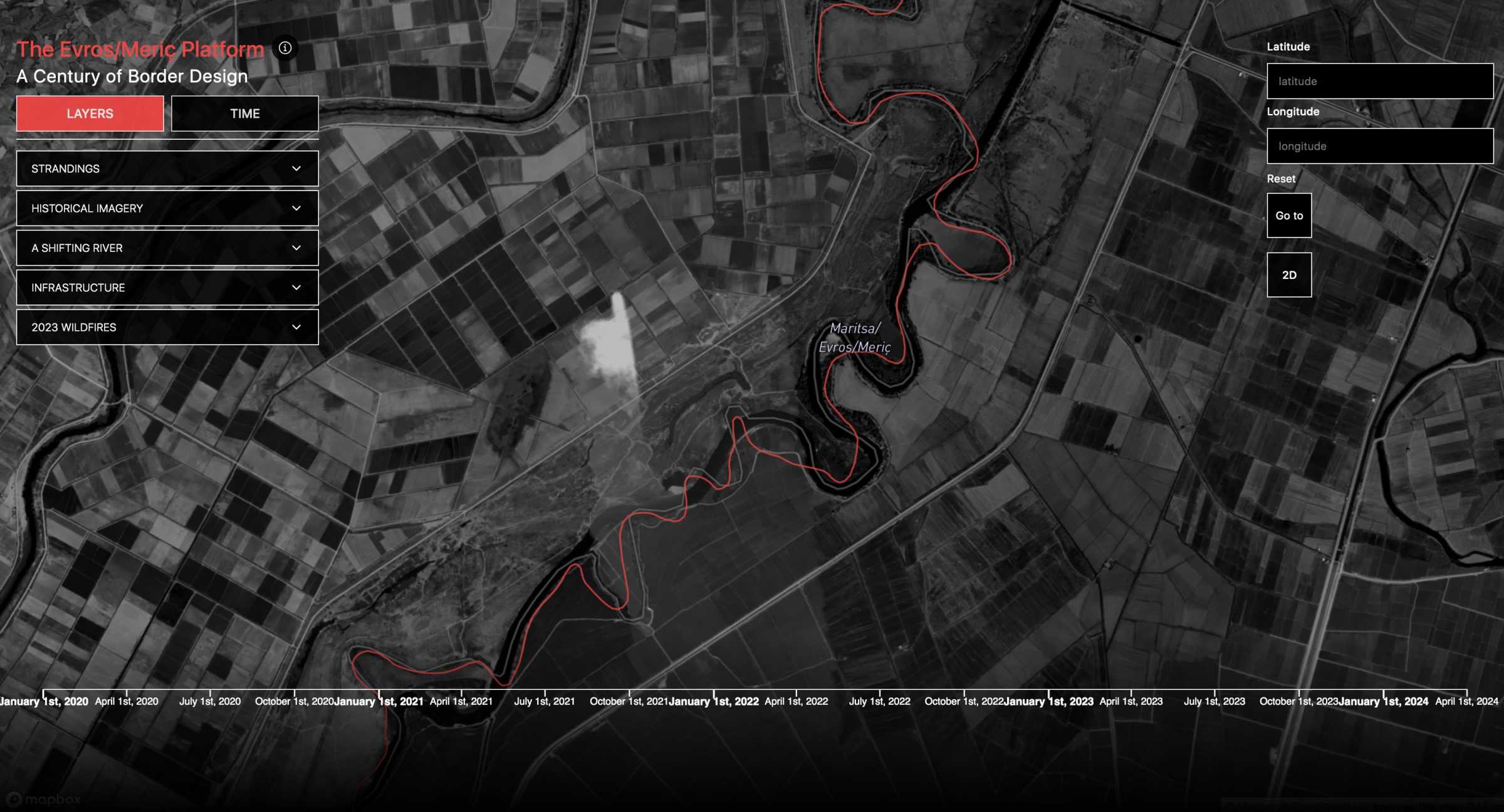 Border Line - The border line (in red) was drawn along the river’s course in 1926 and no longer follows the river (Forensic Architecture/Forensis, 2025)