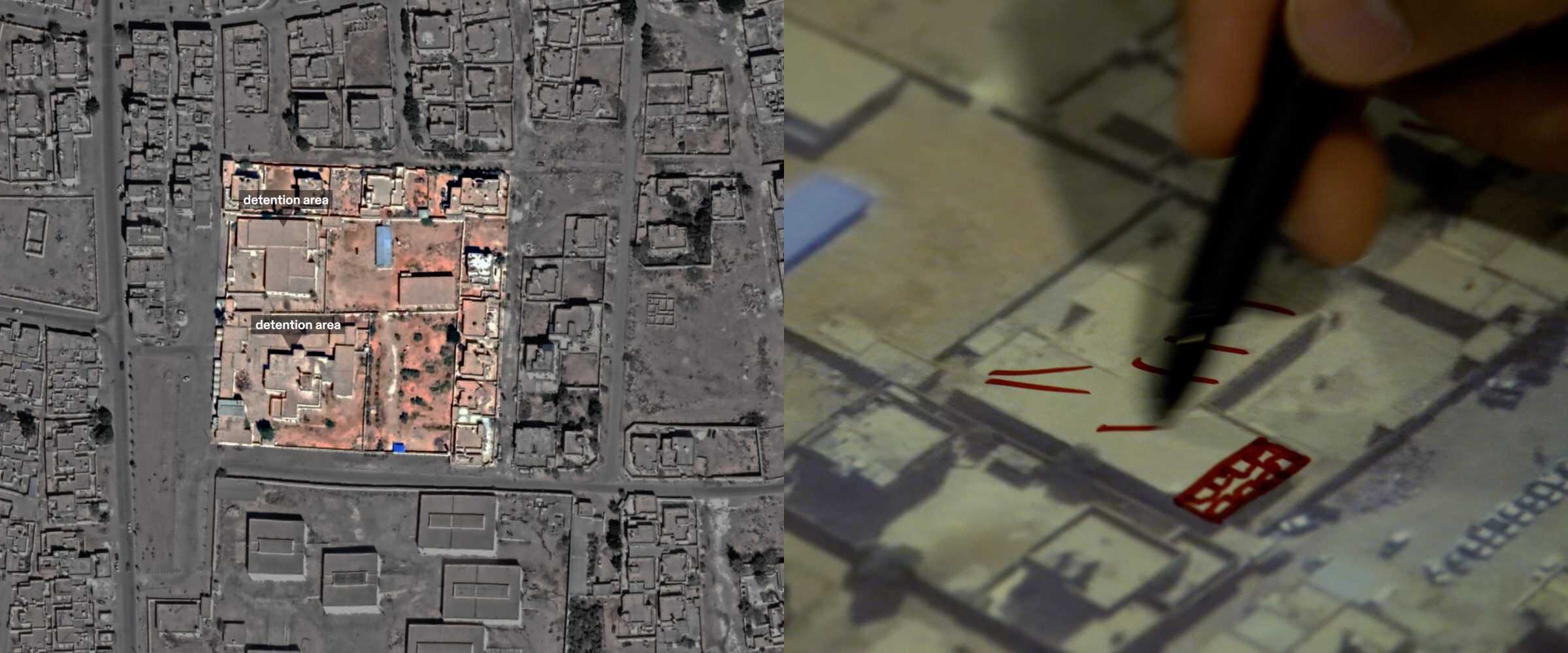 Jdaid_Compound_Forensis, 2025 - Jdaid Compound, situated in an empty factory, was the first trafficking site in the heart of Bani Walid in 2015.