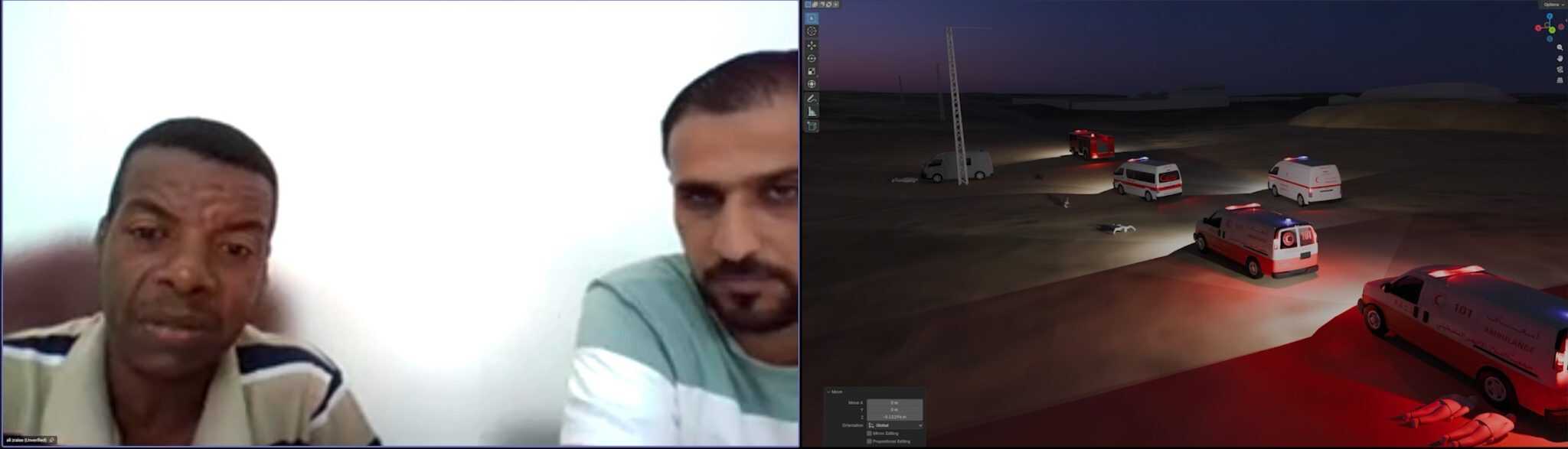 The Situated Testimony of Assad al-Nassasra - Still from the situated testimony of Asaad al-Nassasra, recounting the arrival of the rescue convoy to the attack site. (Forensic Architecture, 2026)