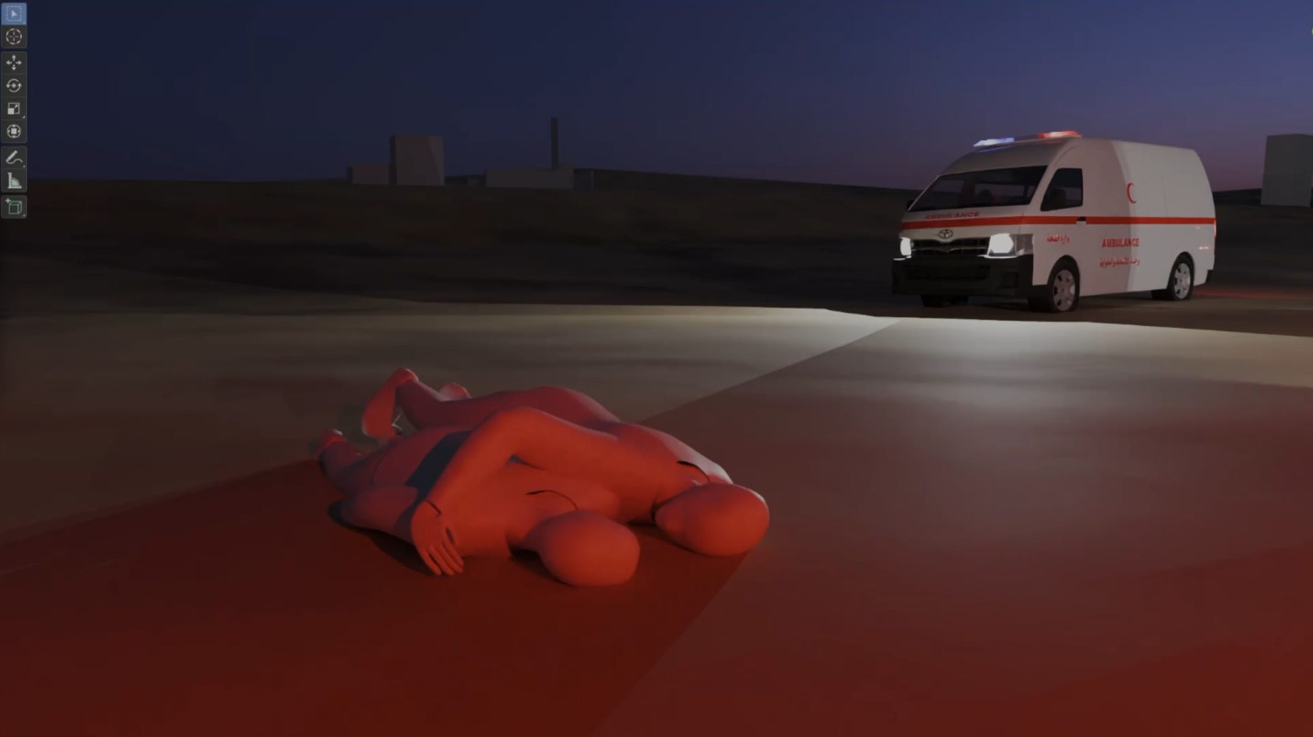 Asaad and Muhammad - FA’s 3D reconstruction of Asaad and Muhammad embracing. Muhammad is shot and killed while in this position. (Forensic Architecture, 2026)